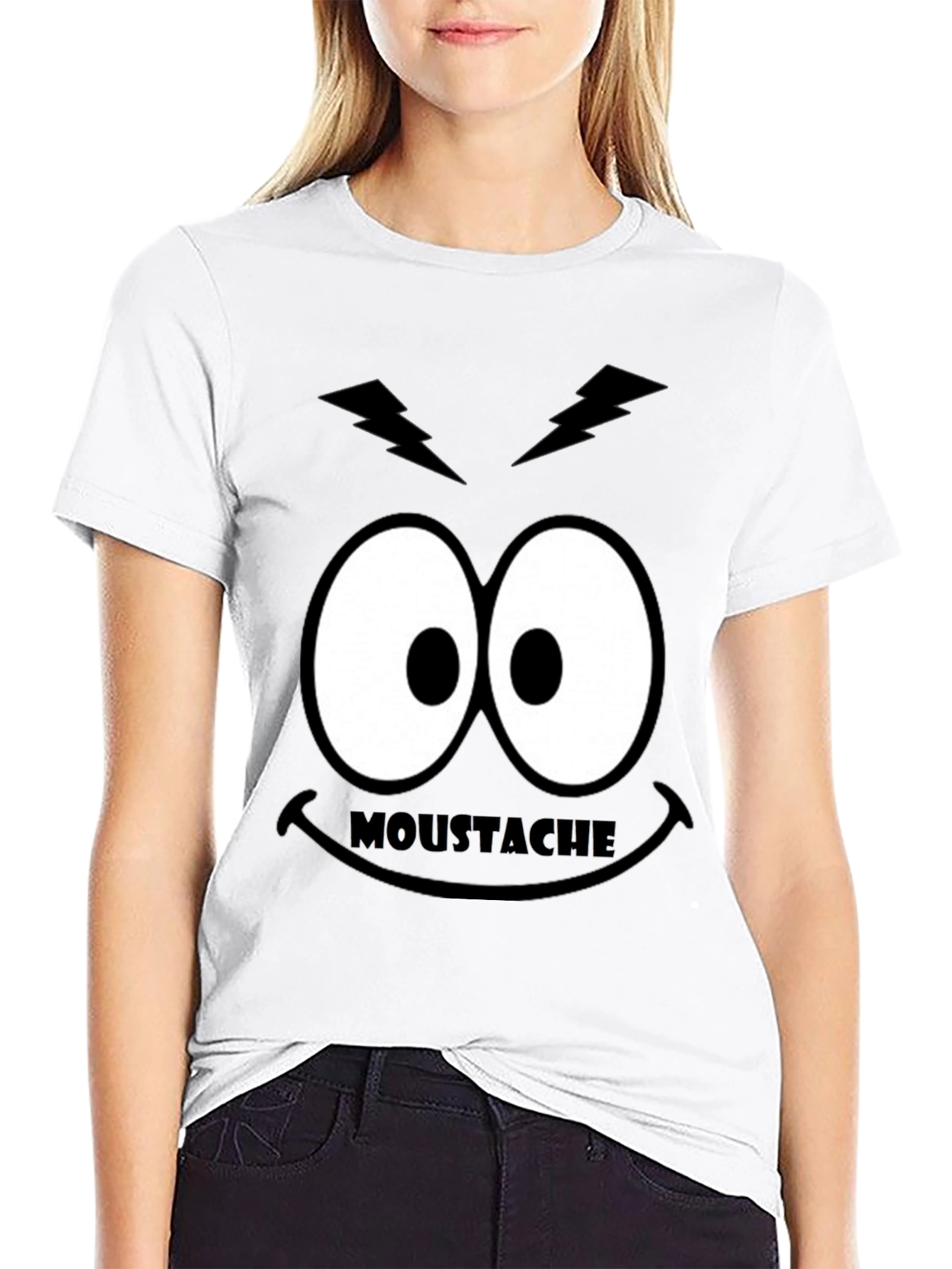 Funny Moustache Eyes Graphic T-Shirt