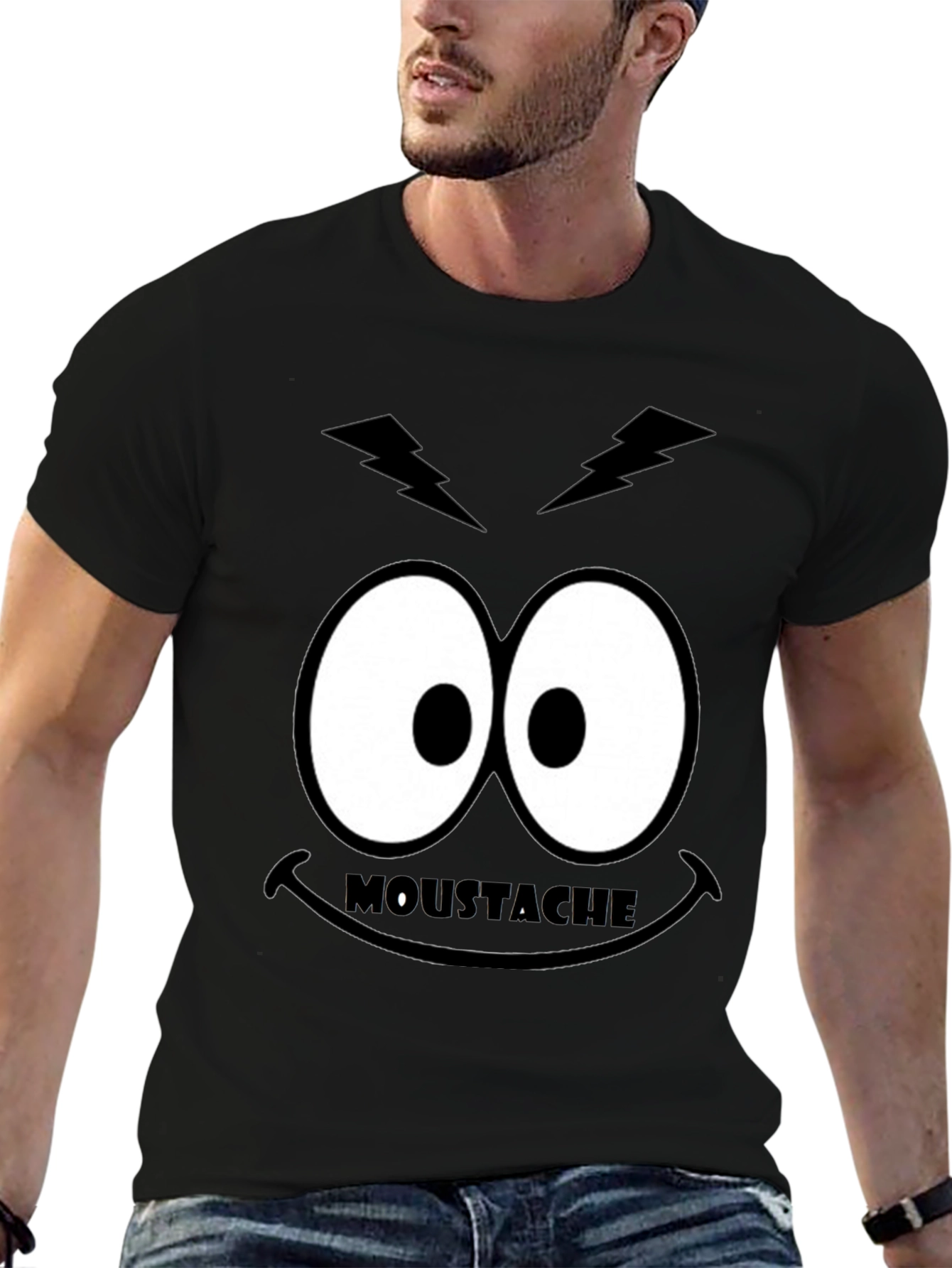 Funny Moustache Eyes Graphic T-Shirt