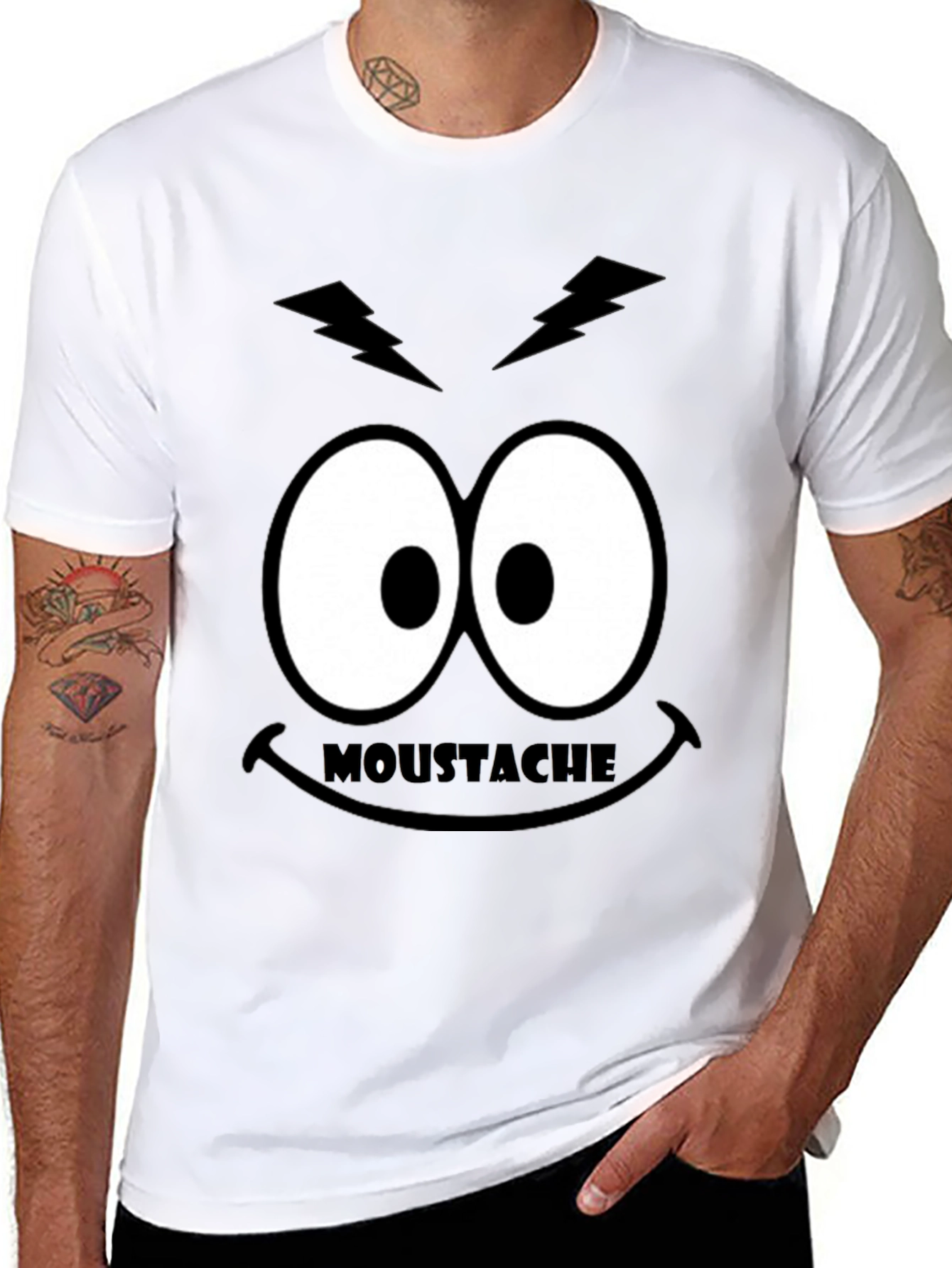 Funny Moustache Eyes Graphic T-Shirt