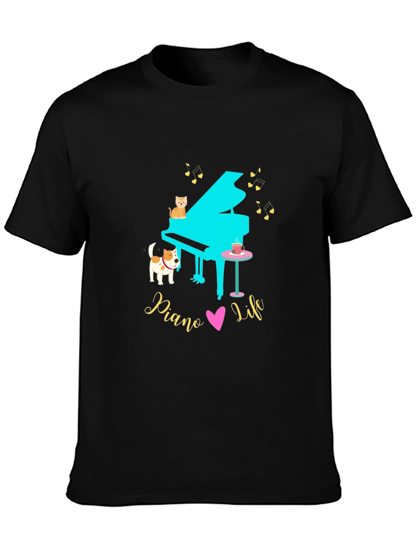 Piano Life Tee - Cat Dog & Music Lover!