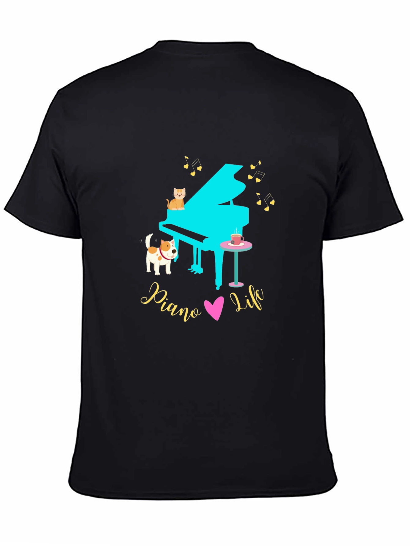 Piano Life Tee - Cat Dog & Music Lover!