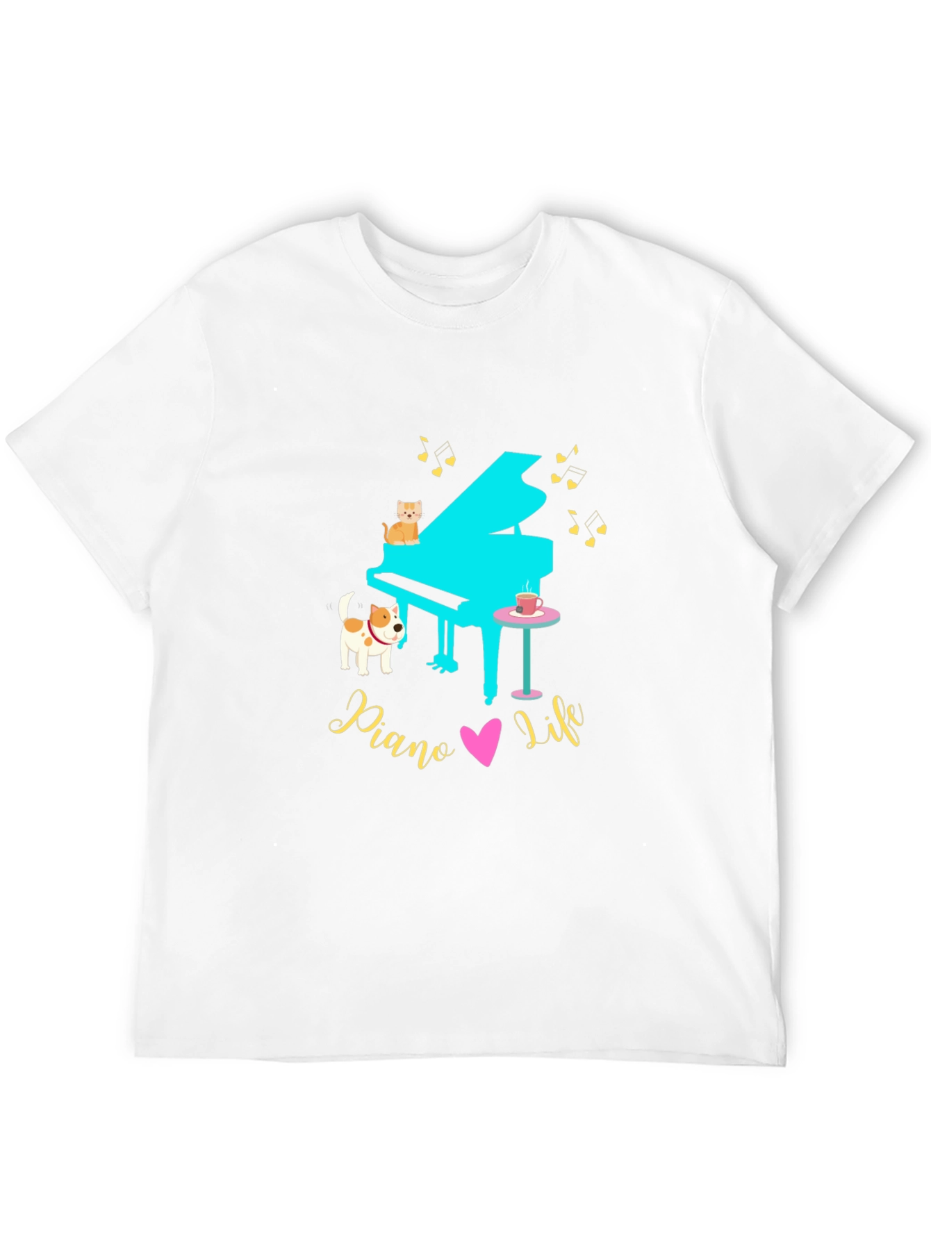 Piano Life Tee - Cat Dog & Music Lover!