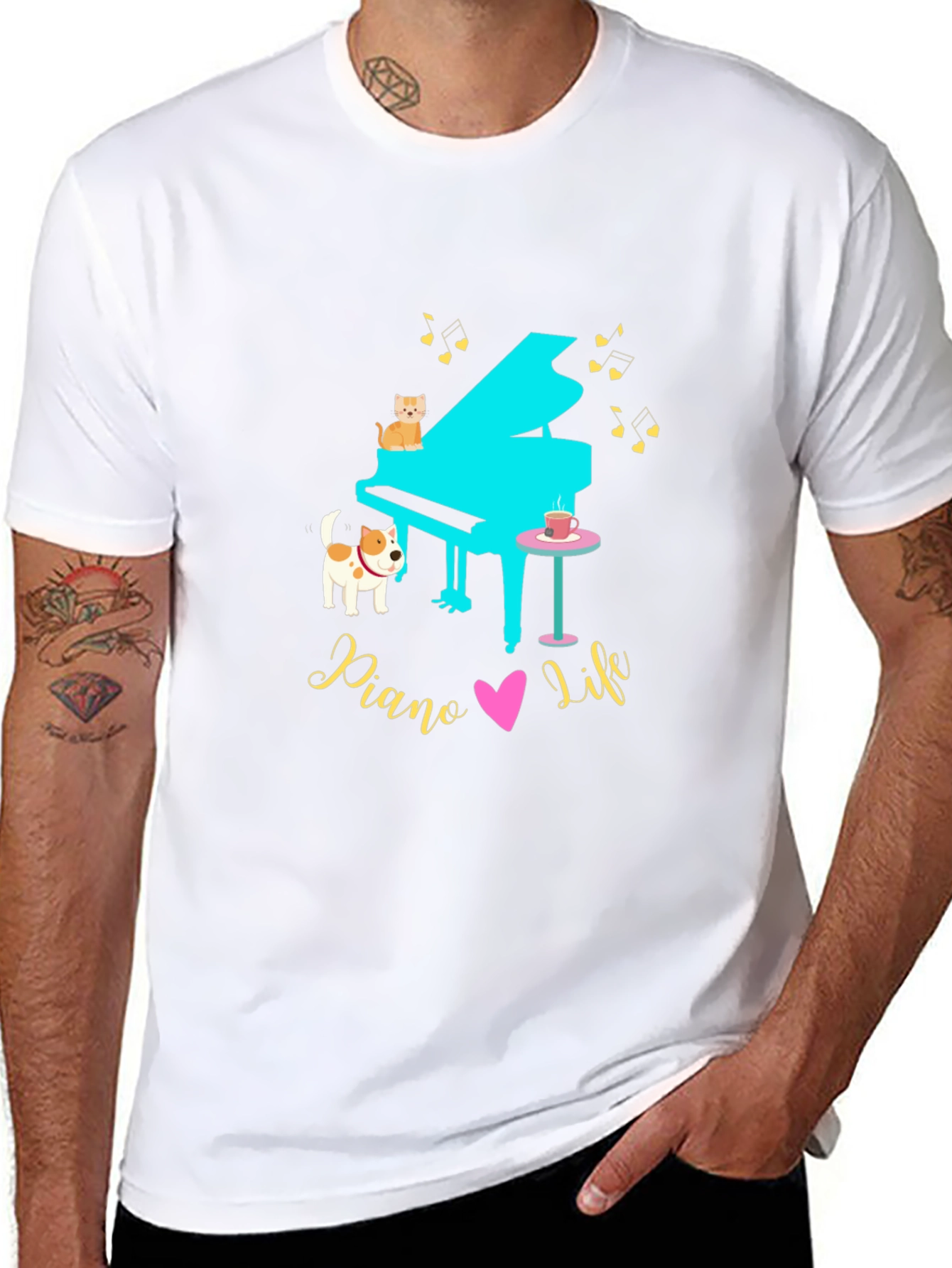 Piano Life Tee - Cat Dog & Music Lover!