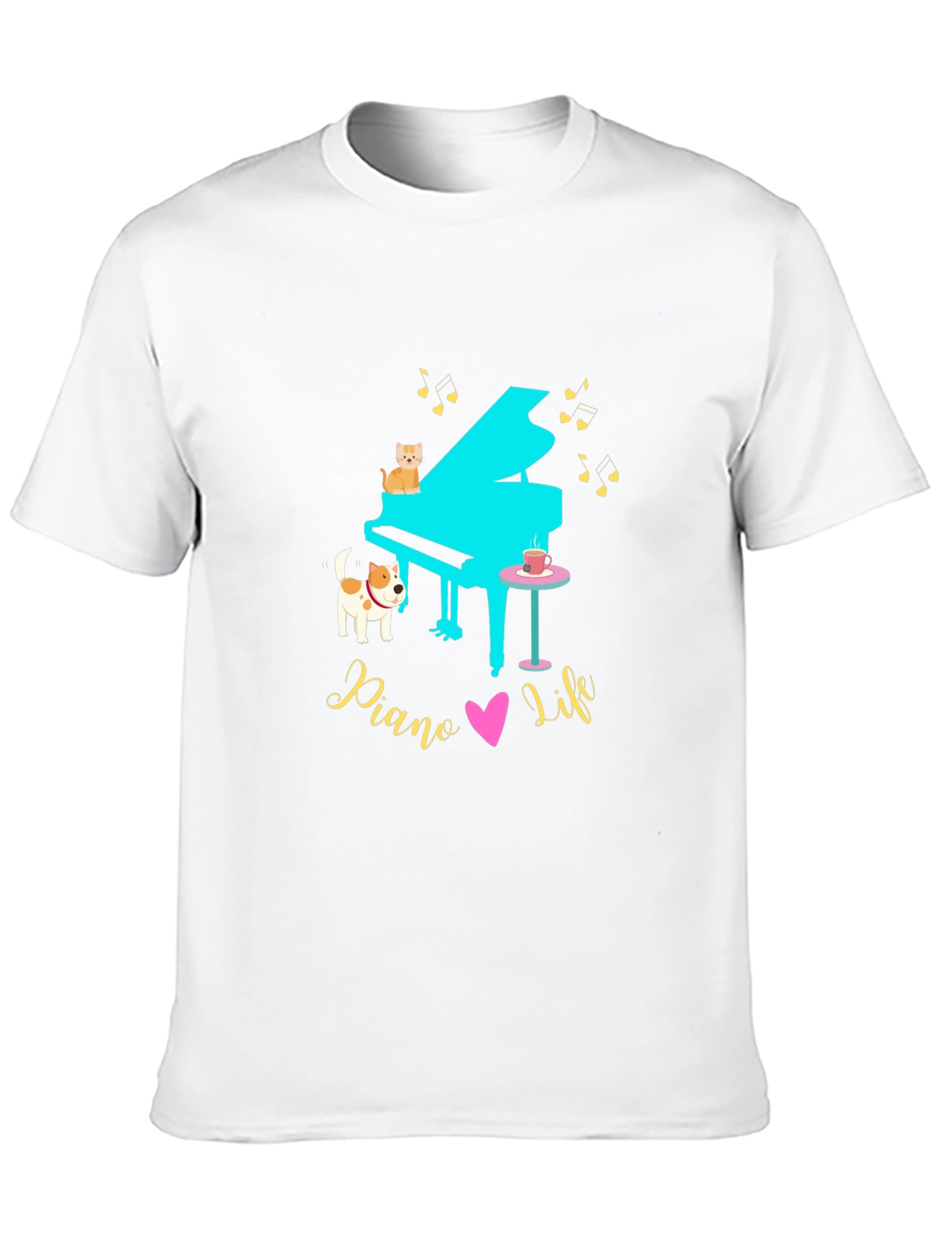 Piano Life Tee - Cat Dog & Music Lover!