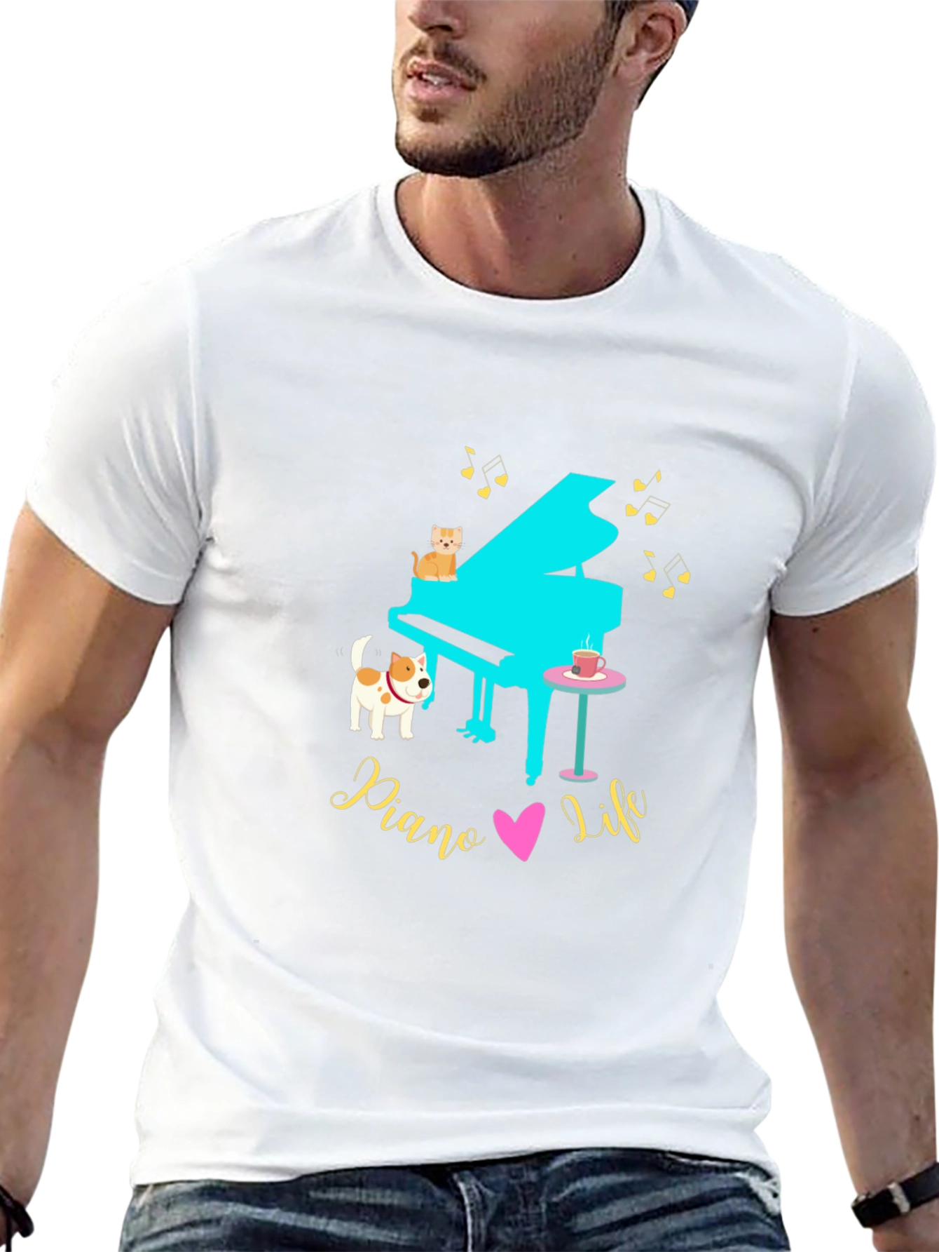 Piano Life Tee - Cat Dog & Music Lover!