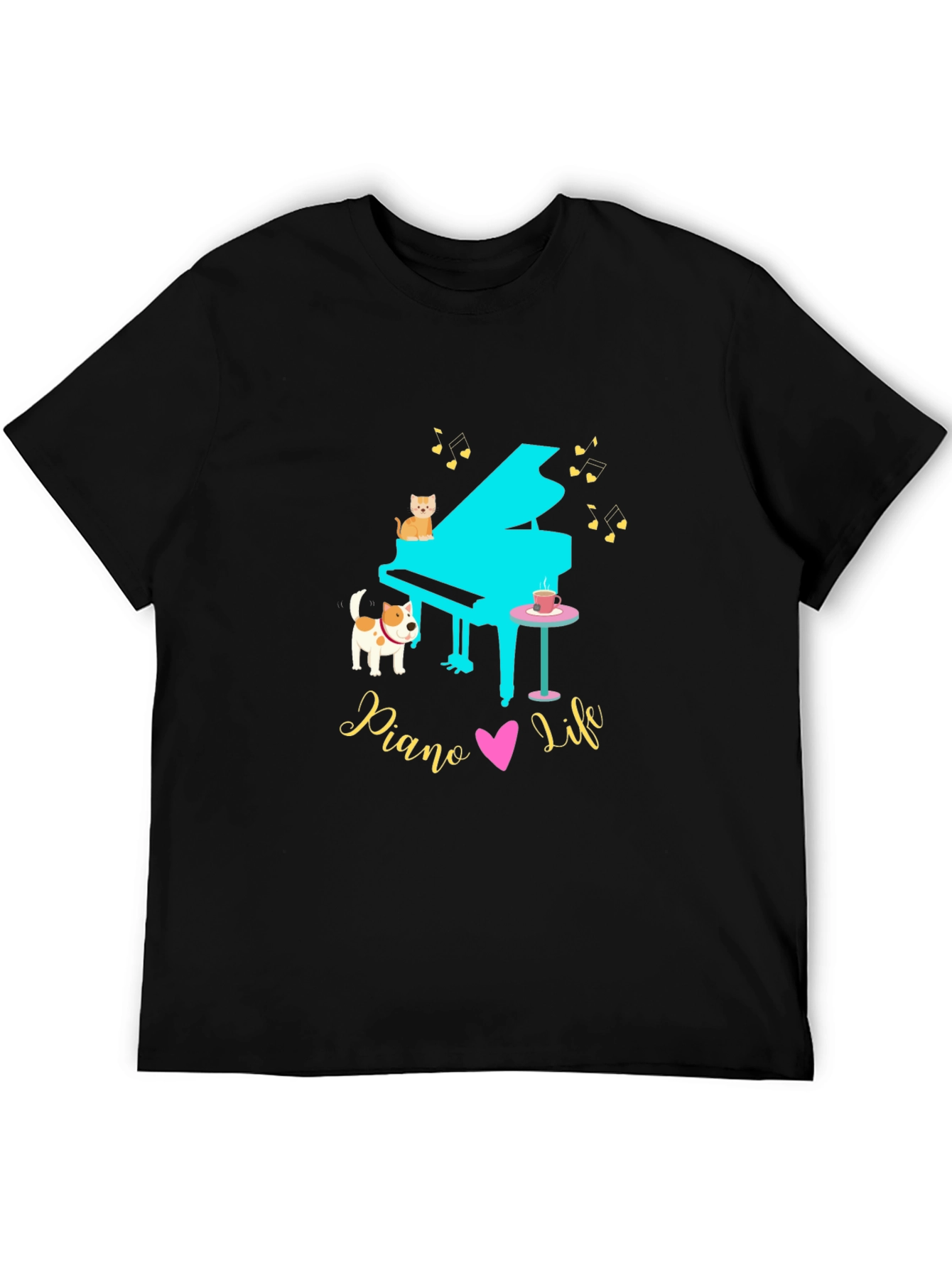 Piano Life Tee - Cat Dog & Music Lover!