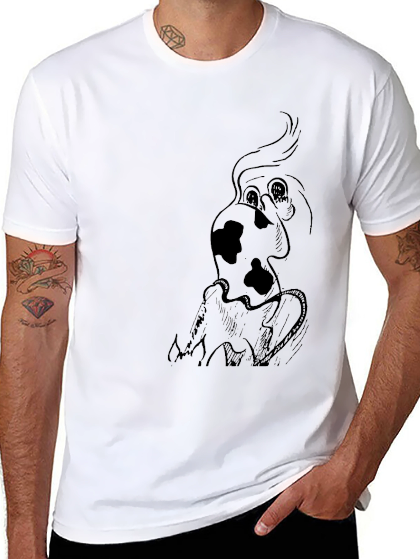Cartoon Dog Graphic Black T-Shirt