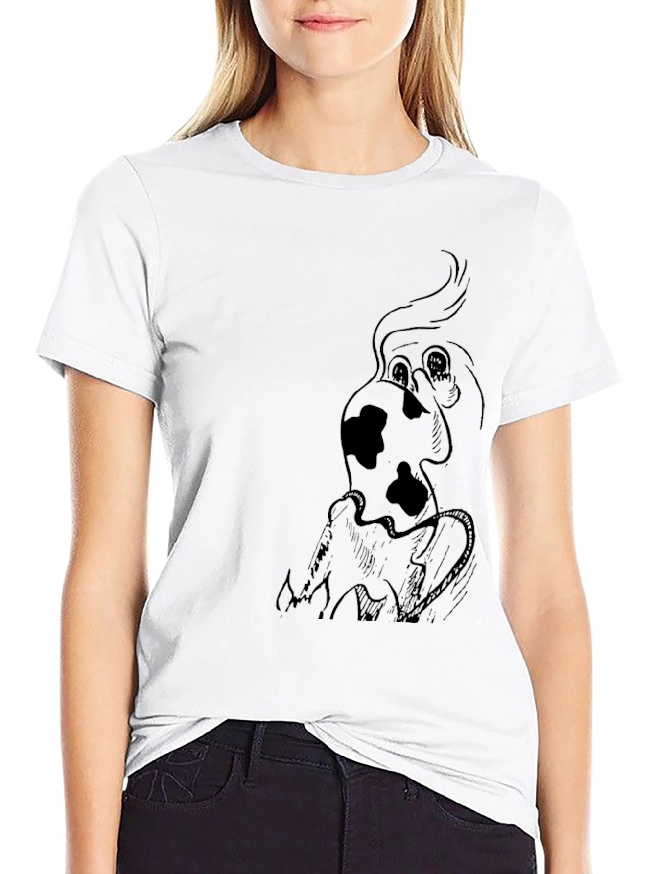 Cartoon Dog Graphic Black T-Shirt