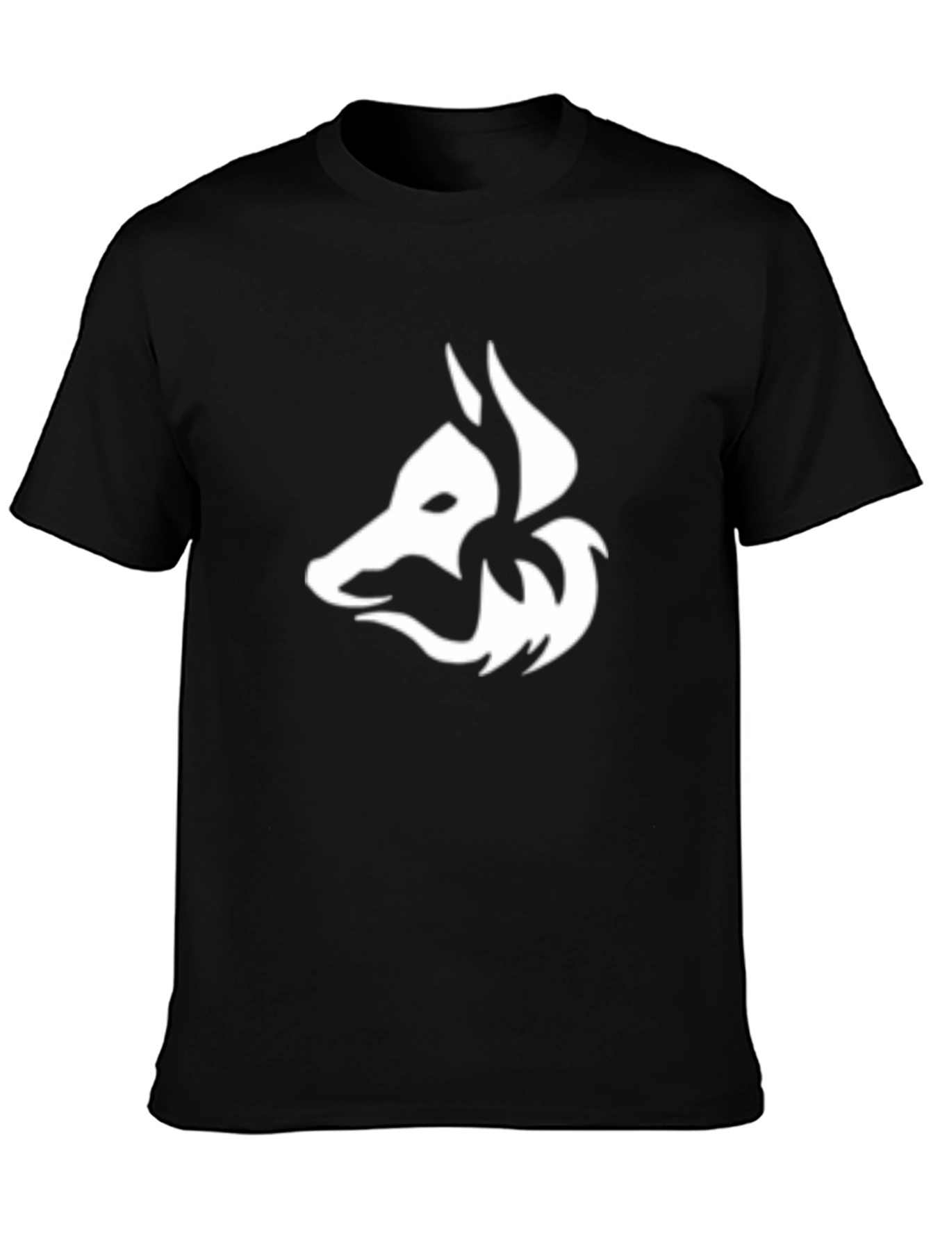 Black Tee with White Fox Graphic