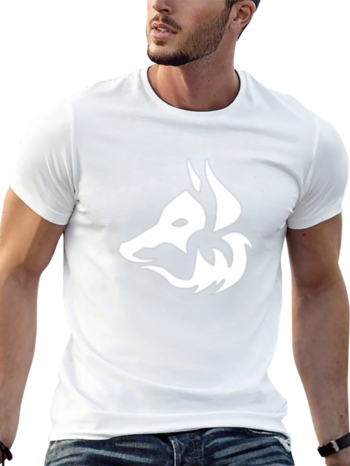 Black Tee with White Fox Graphic