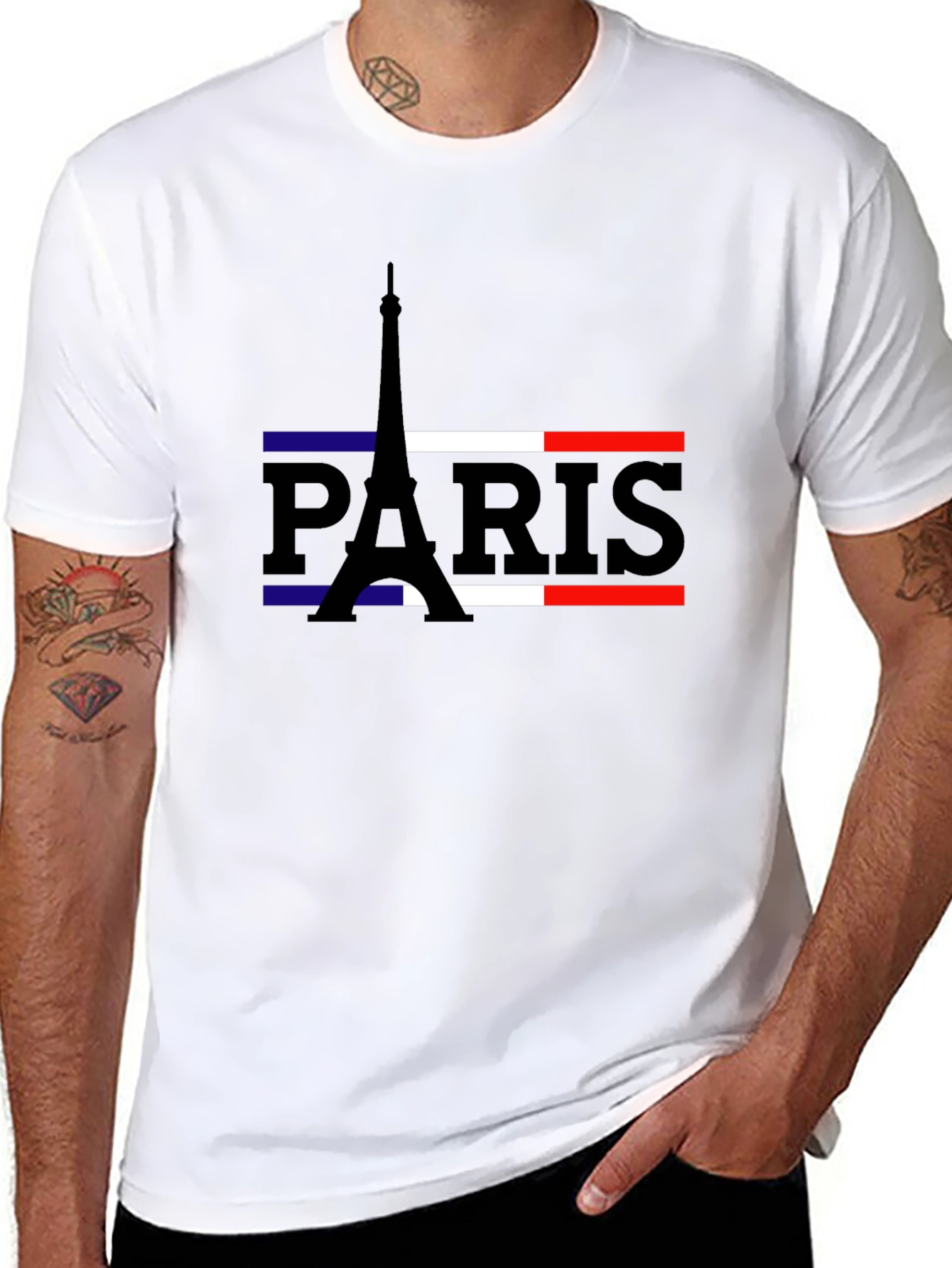 Paris Eiffel Tower Flag Graphic T-Shirt