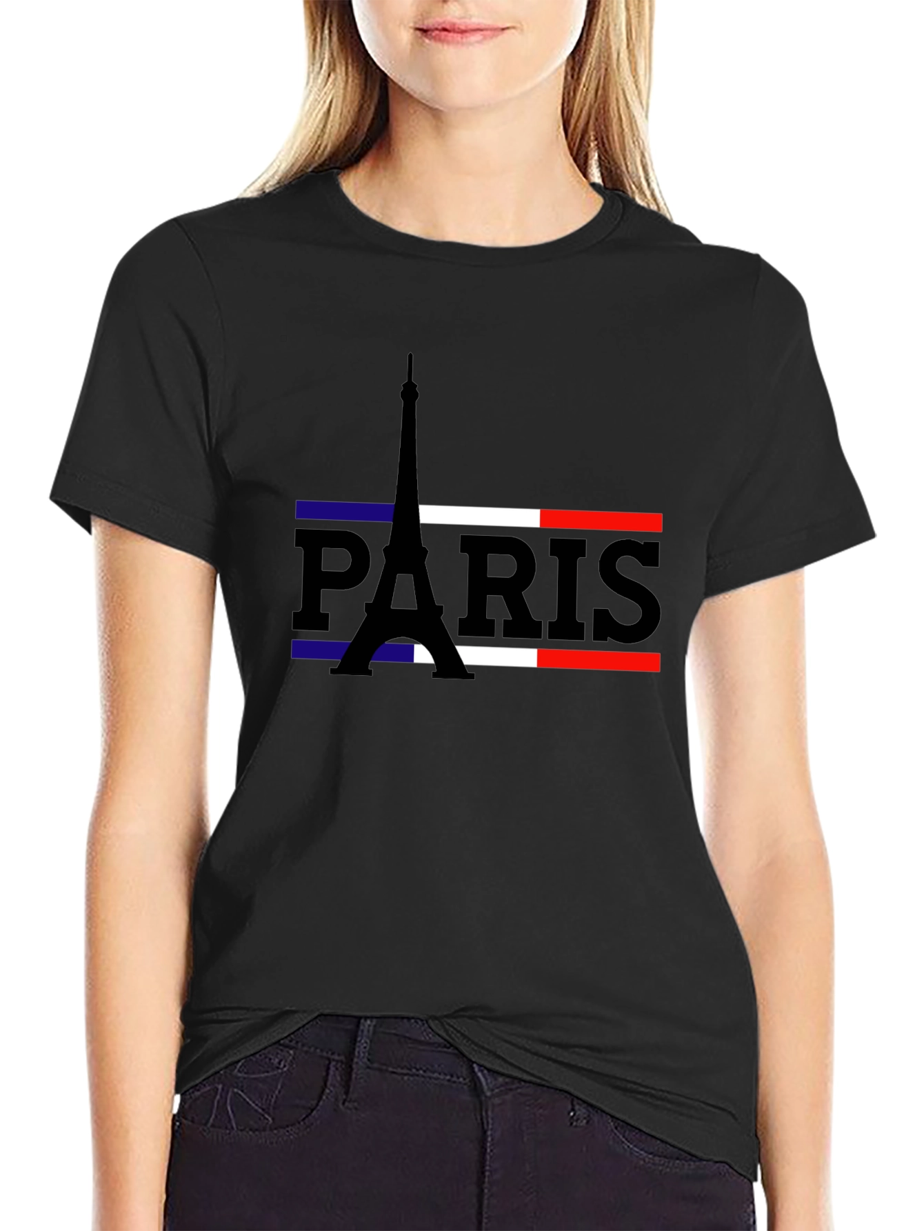 Paris Eiffel Tower Flag Graphic T-Shirt