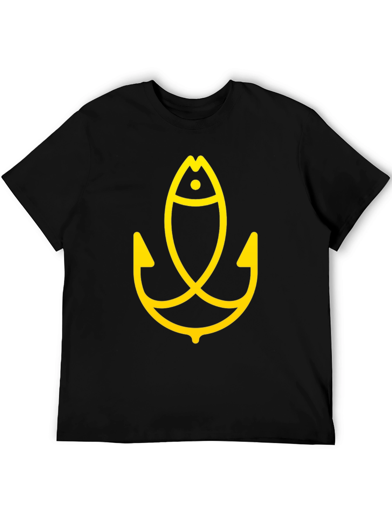 Unique Fish Hook Graphic Tee - Black