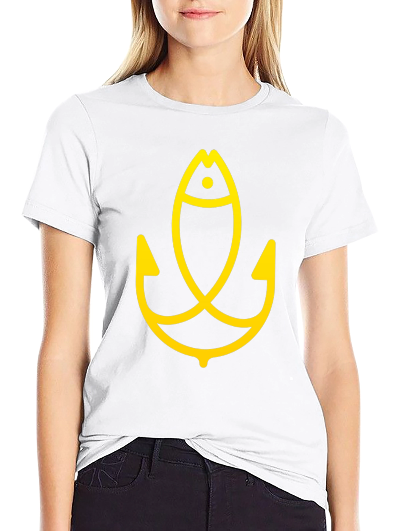 Unique Fish Hook Graphic Tee - Black