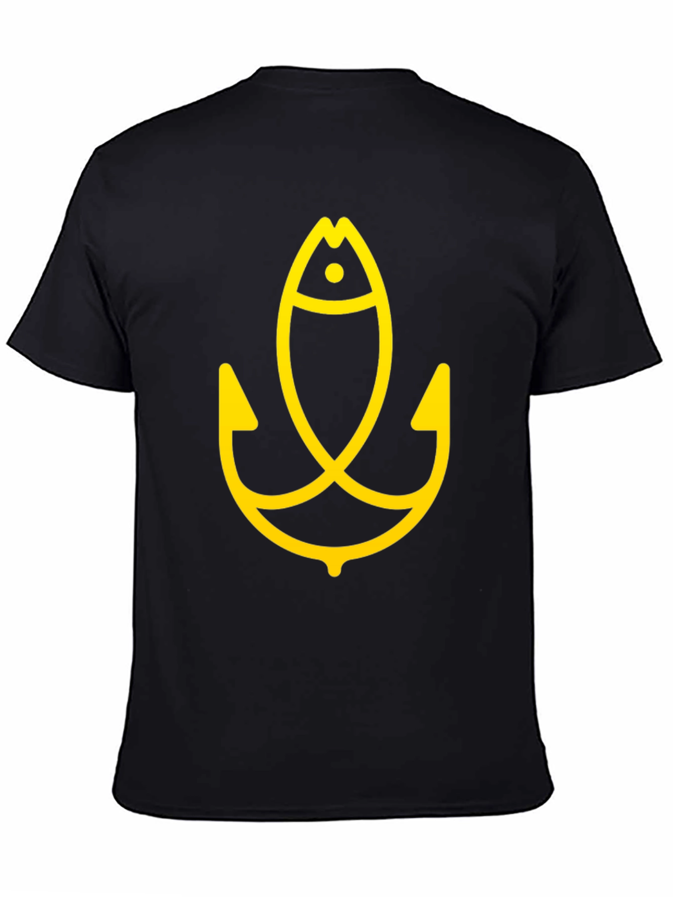 Unique Fish Hook Graphic Tee - Black