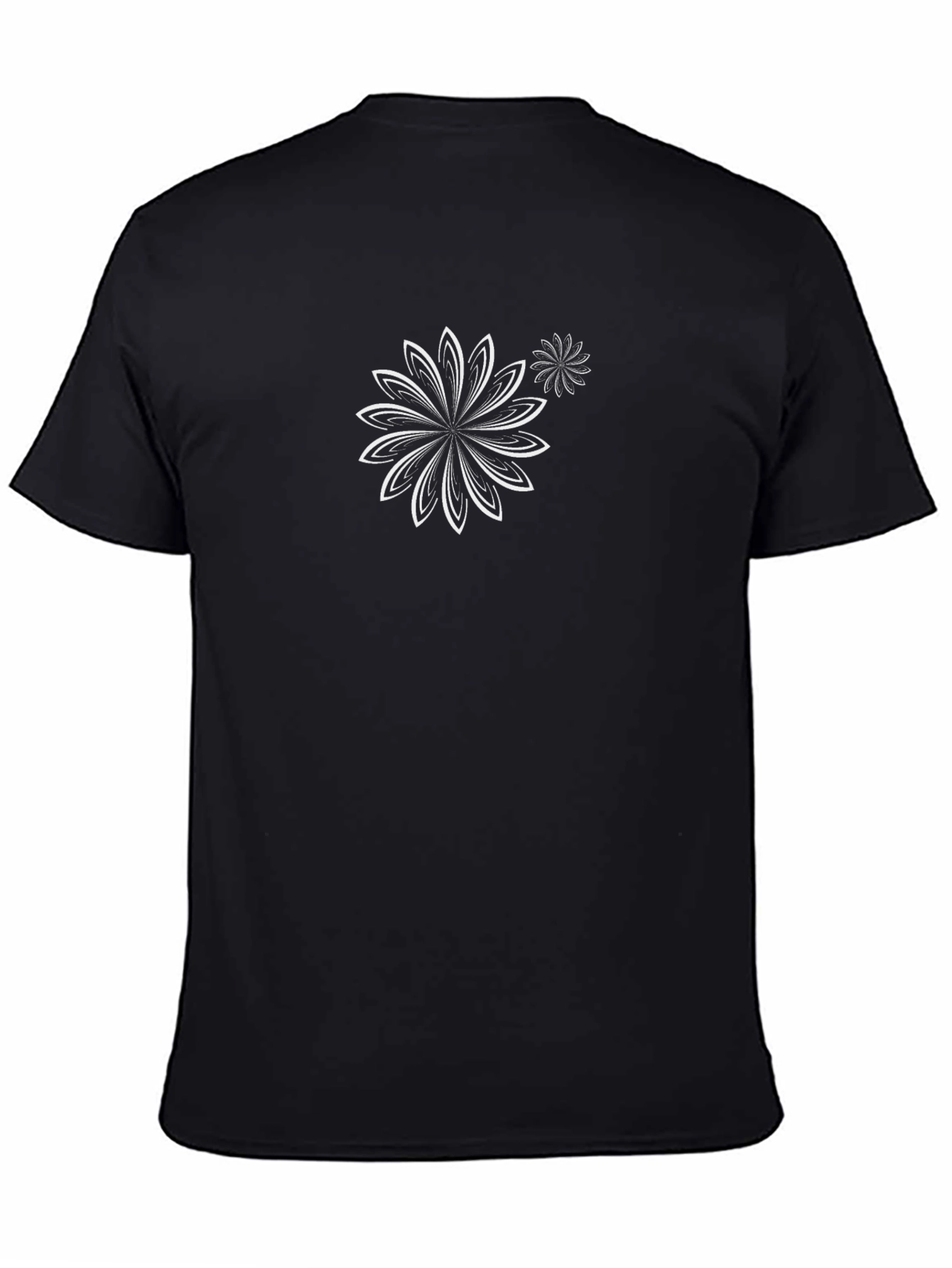 Black Tee with Floral Graphic Print
