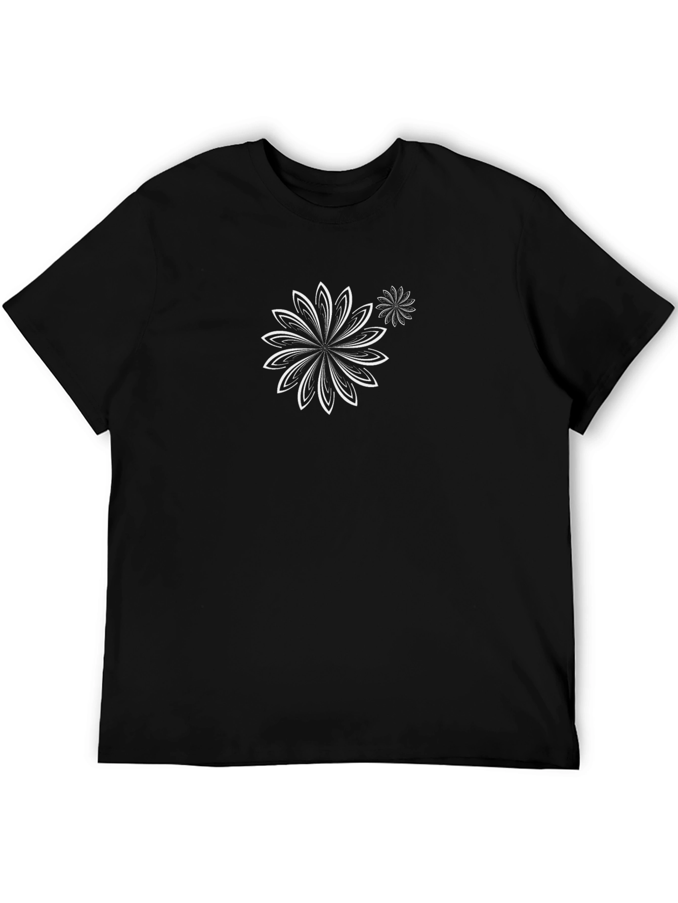 Black Tee with Floral Graphic Print