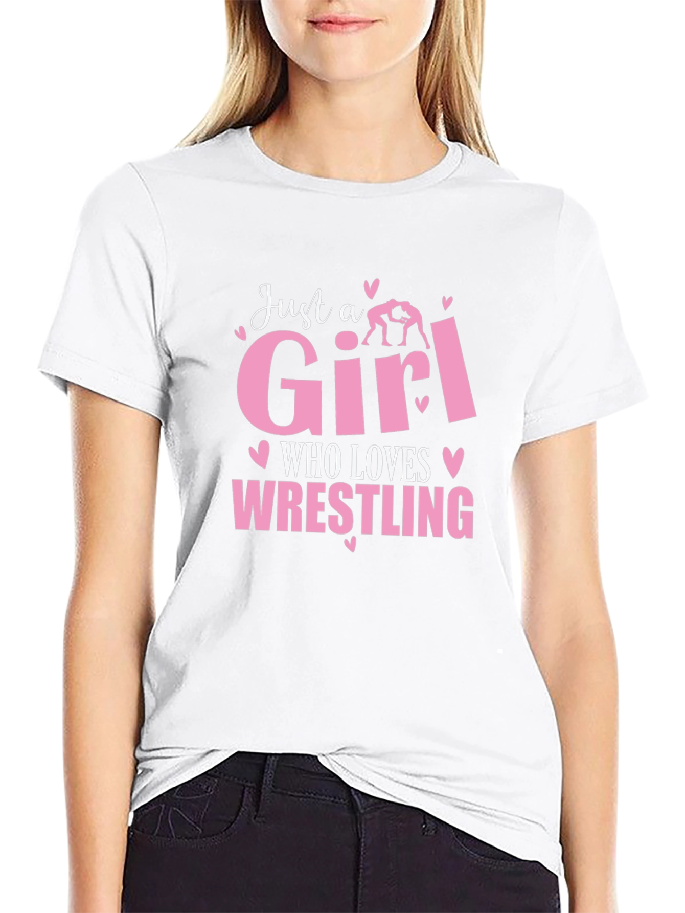 Girl Who Loves Wrestling Black T-Shirt