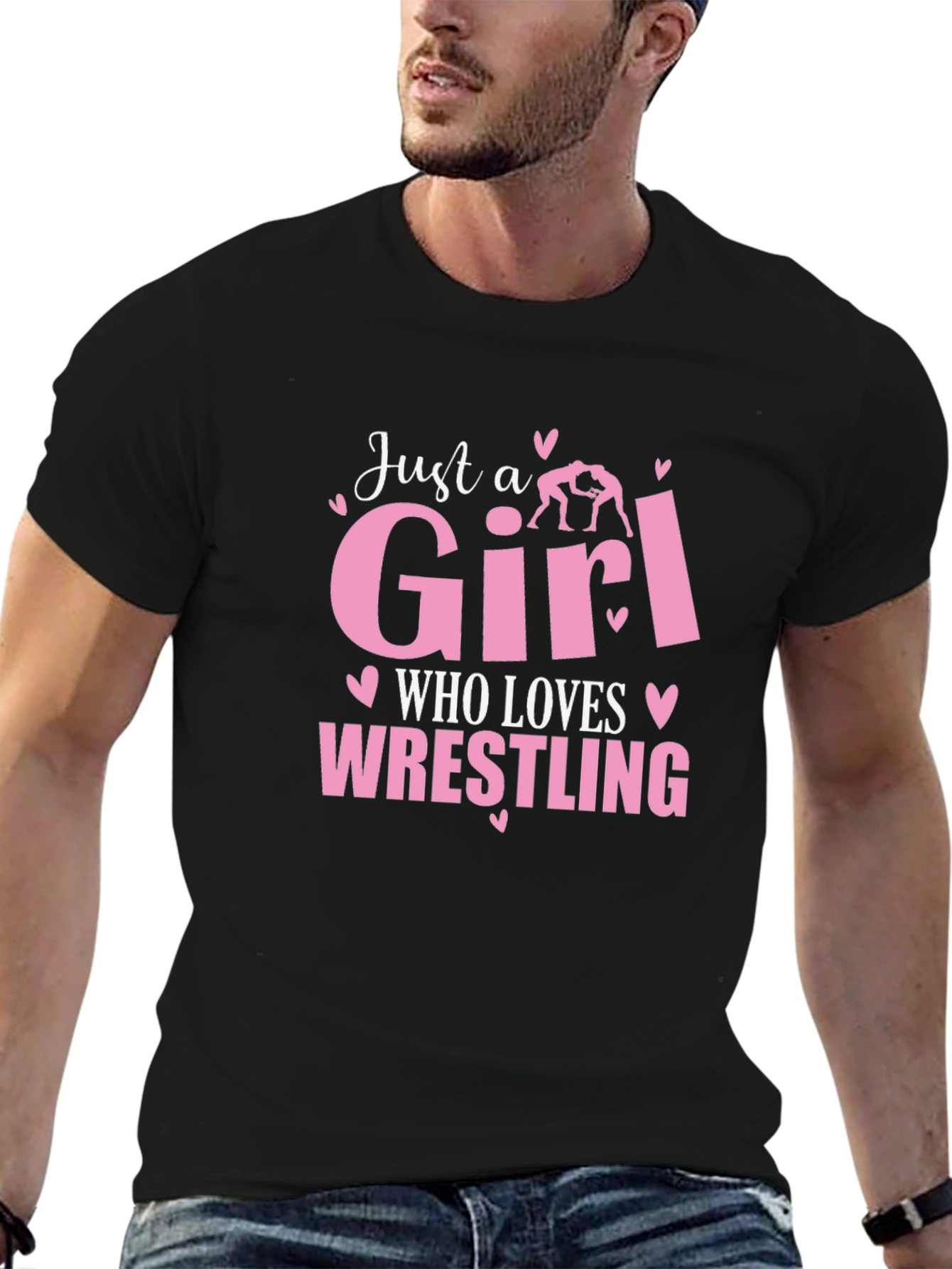 Girl Who Loves Wrestling Black T-Shirt