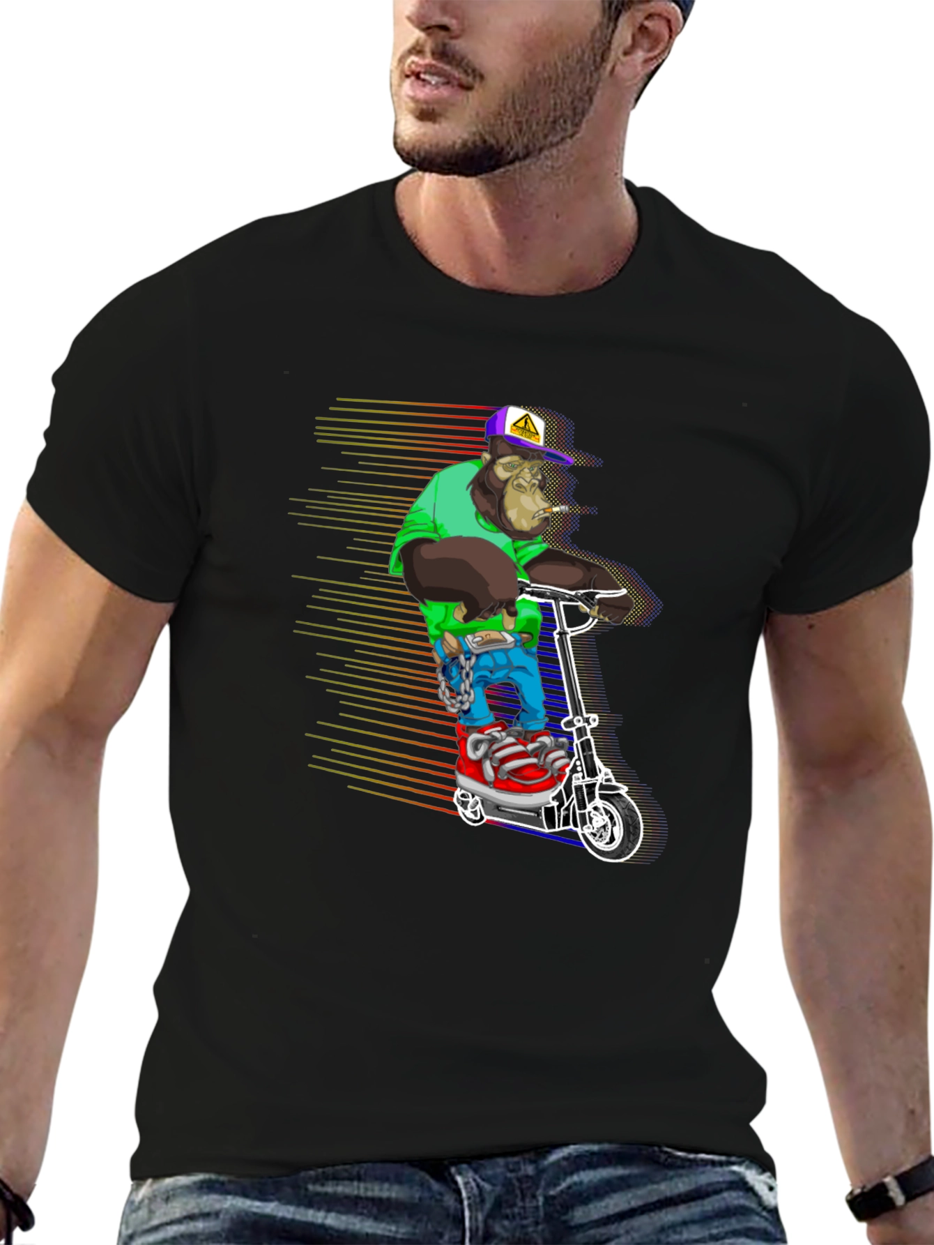 Cool Ape Scooter Graphic Tee - Black