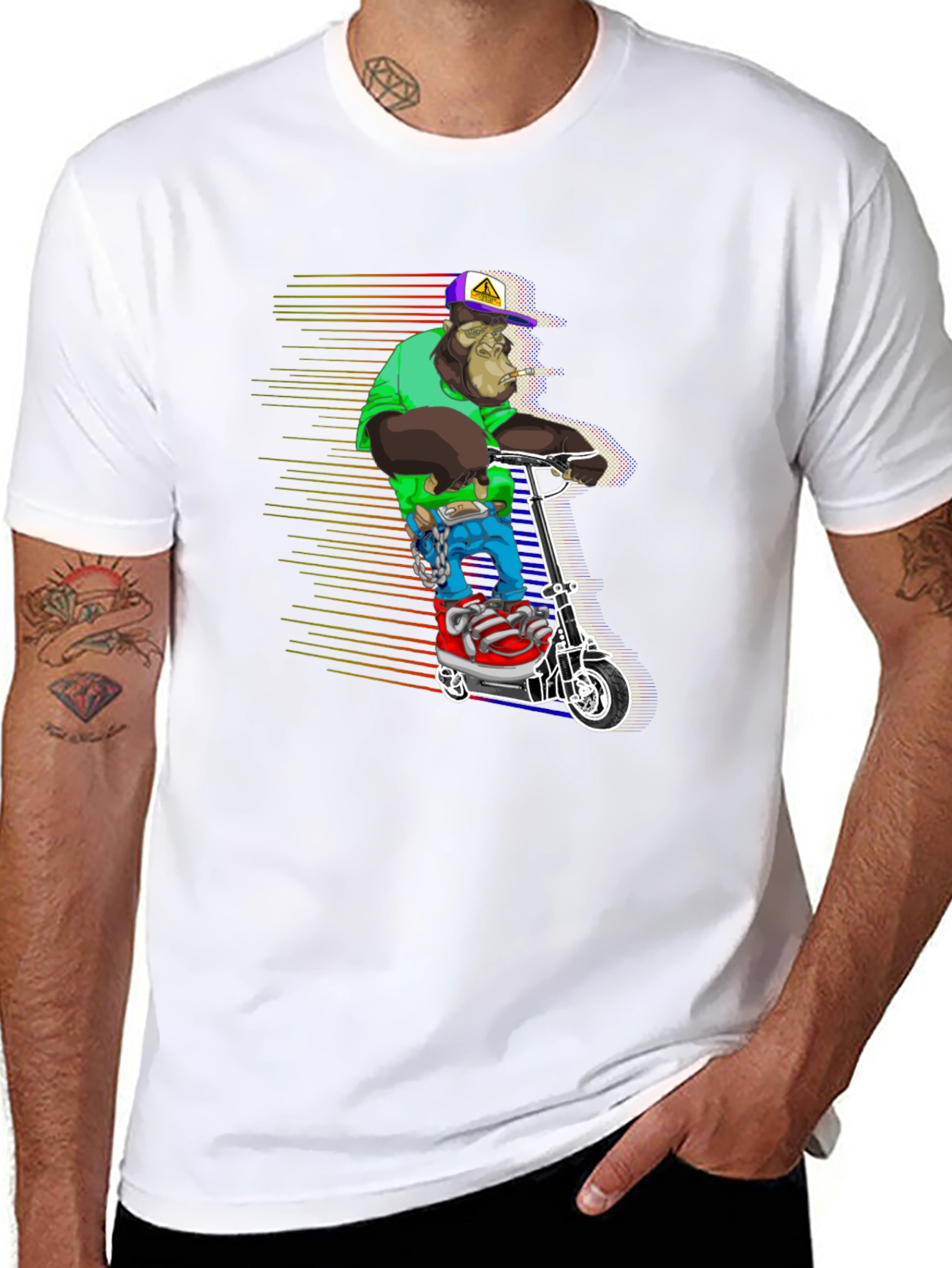 Cool Ape Scooter Graphic Tee - Black