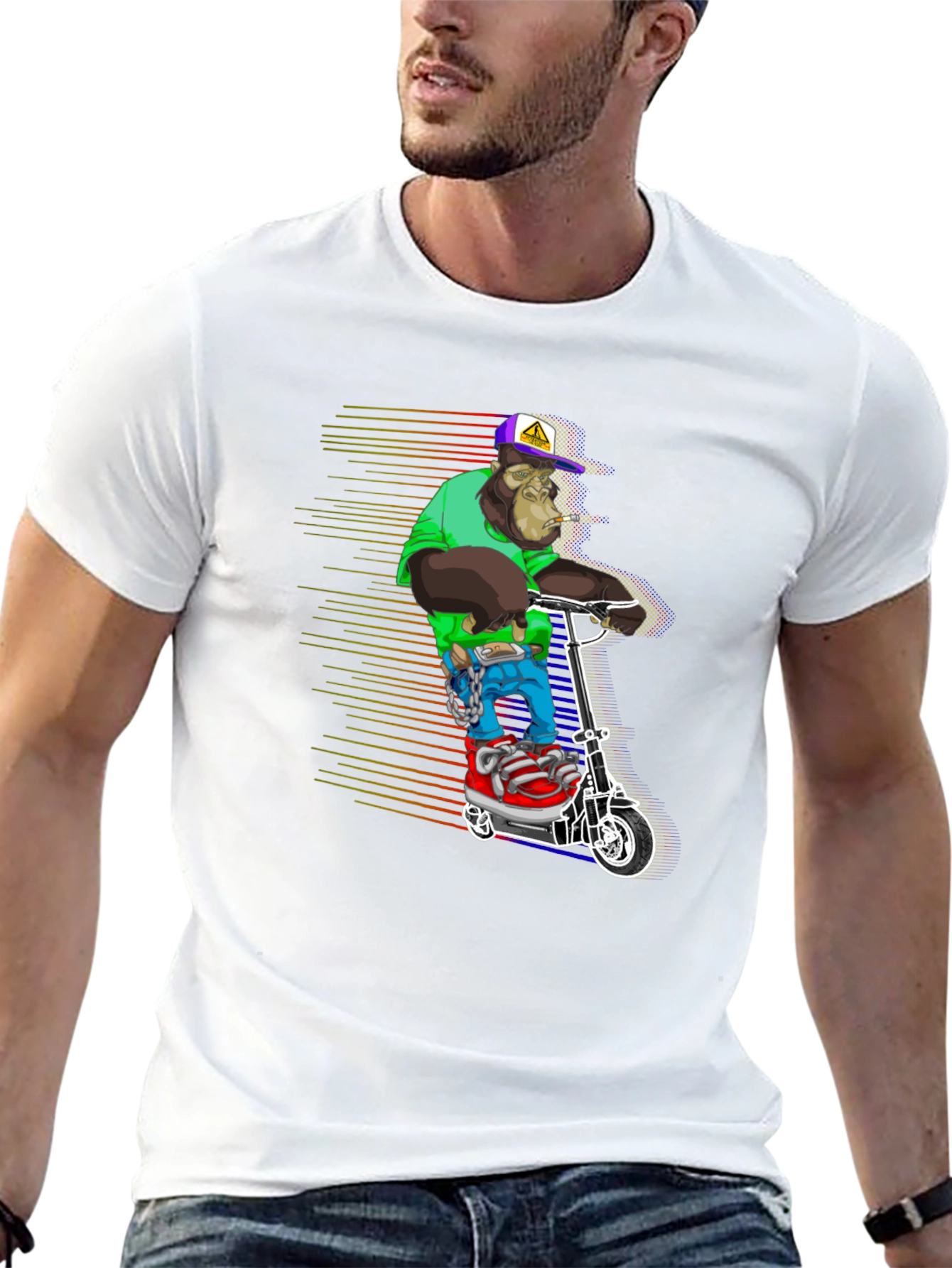 Cool Ape Scooter Graphic Tee - Black