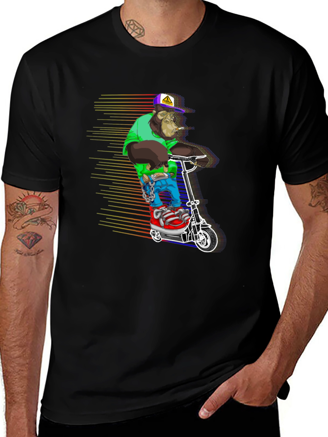 Cool Ape Scooter Graphic Tee - Black