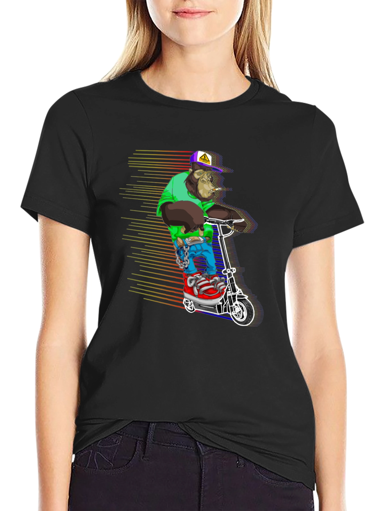 Cool Ape Scooter Graphic Tee - Black