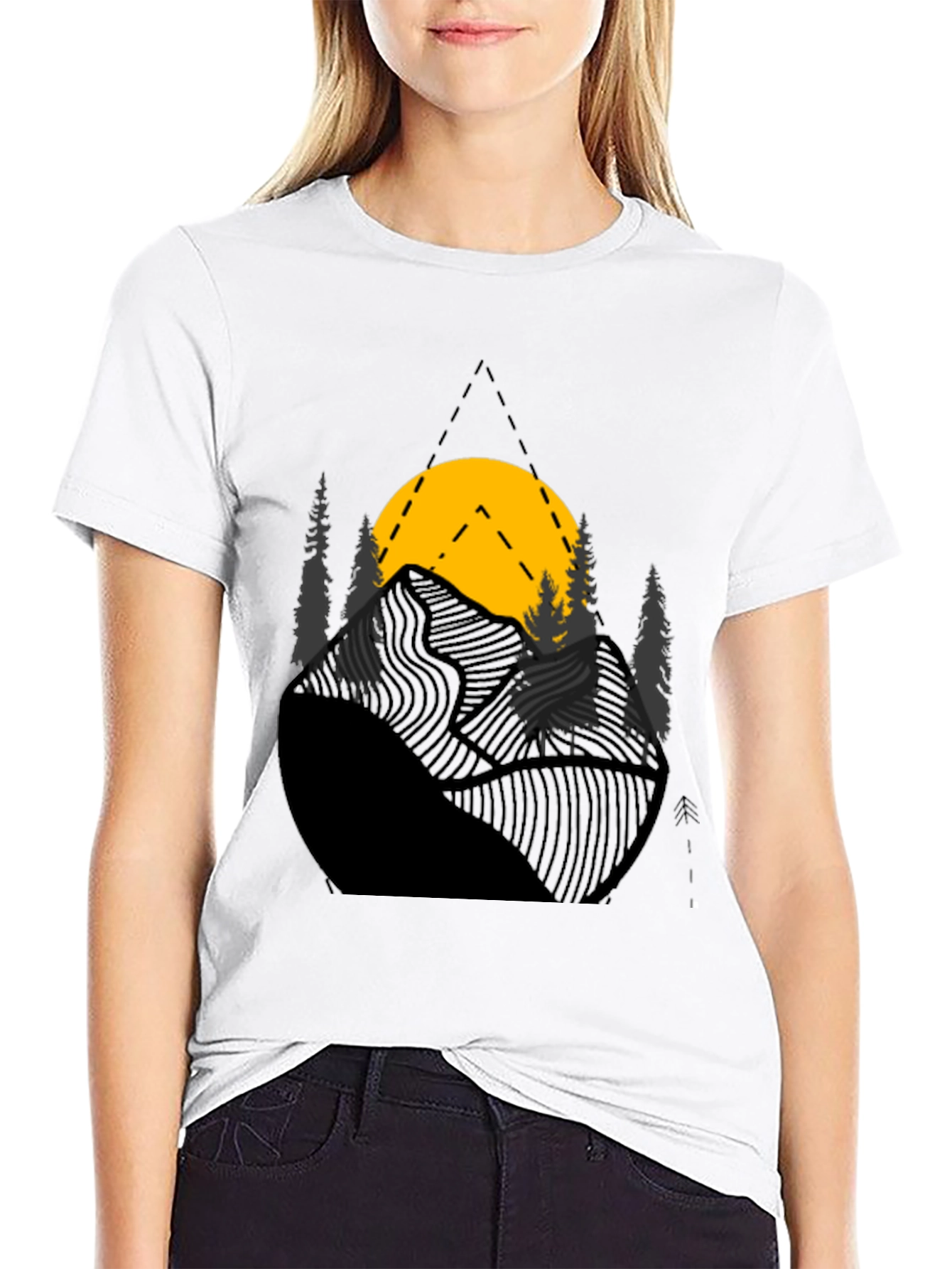 Mountain Sunset Graphic Tee - Black Cotton Blend