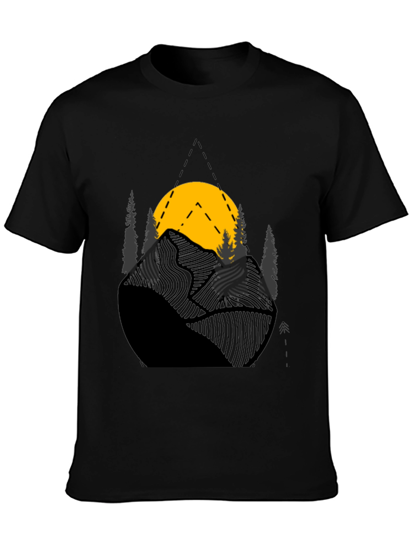 Mountain Sunset Graphic Tee - Black Cotton Blend