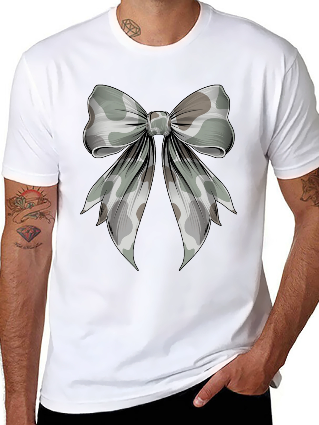 Camo Bow Graphic Tee - Stylish Casual Wear