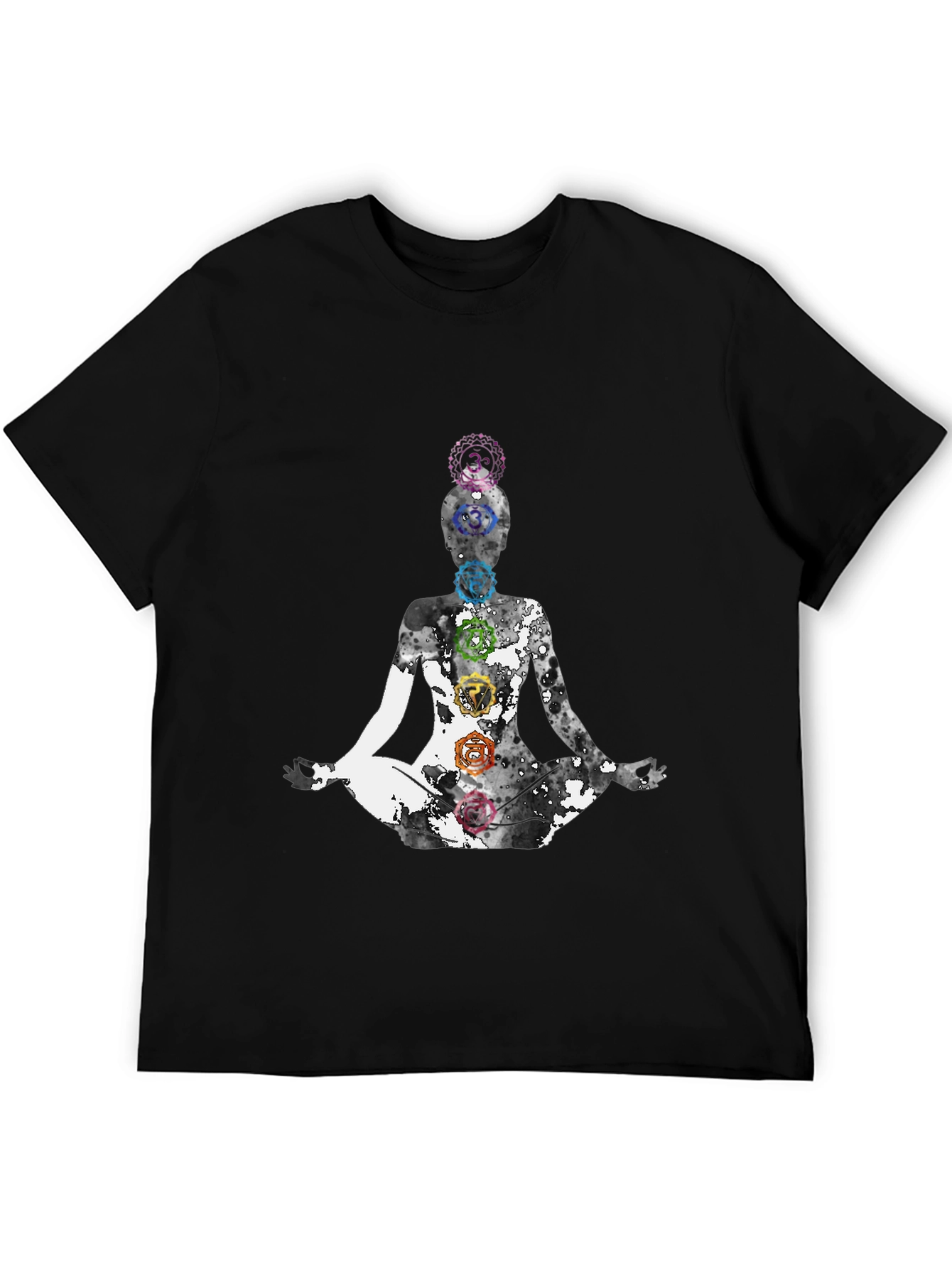 Chakra Yoga Meditation Graphic Tee - Black