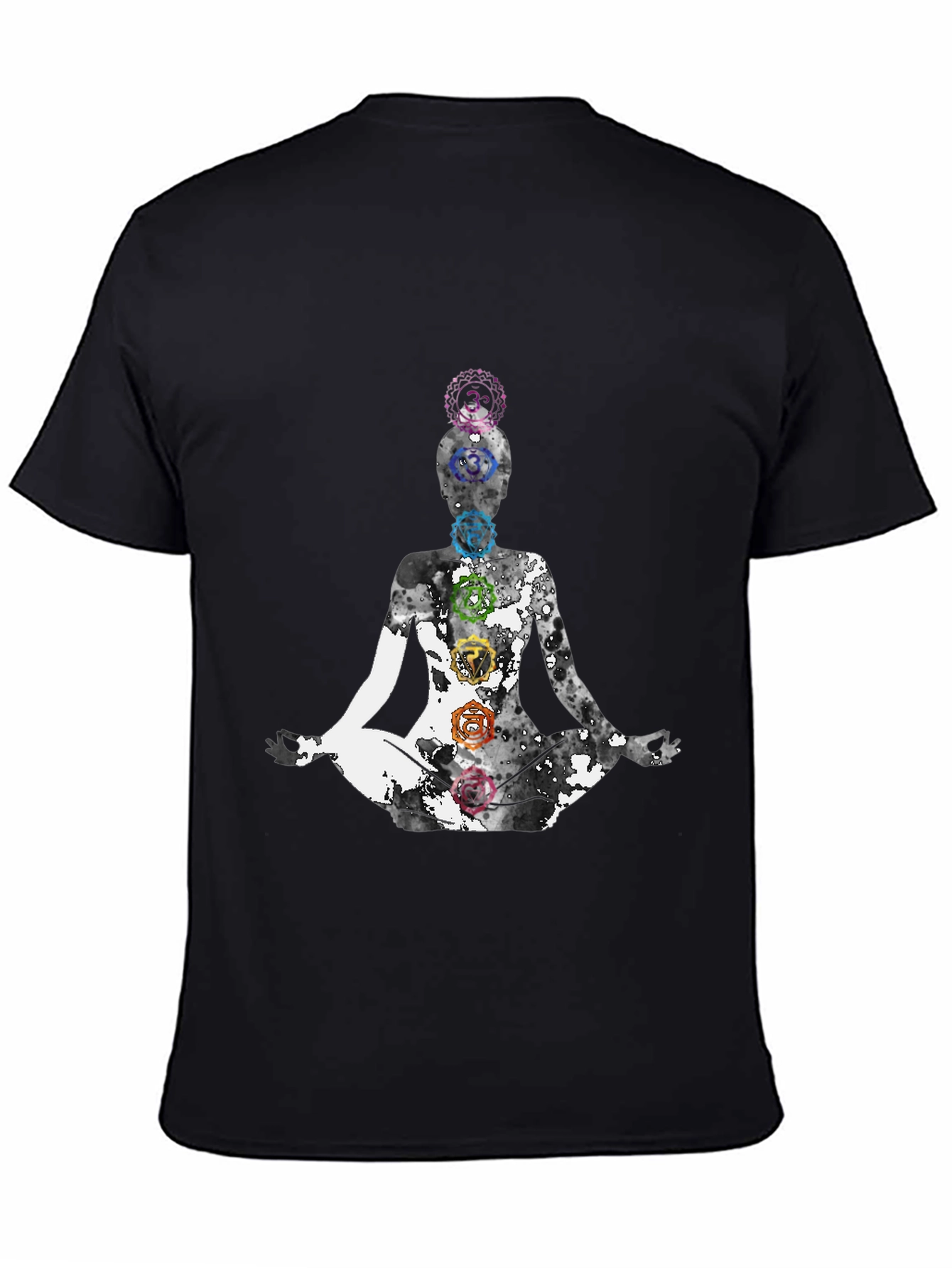 Chakra Yoga Meditation Graphic Tee - Black