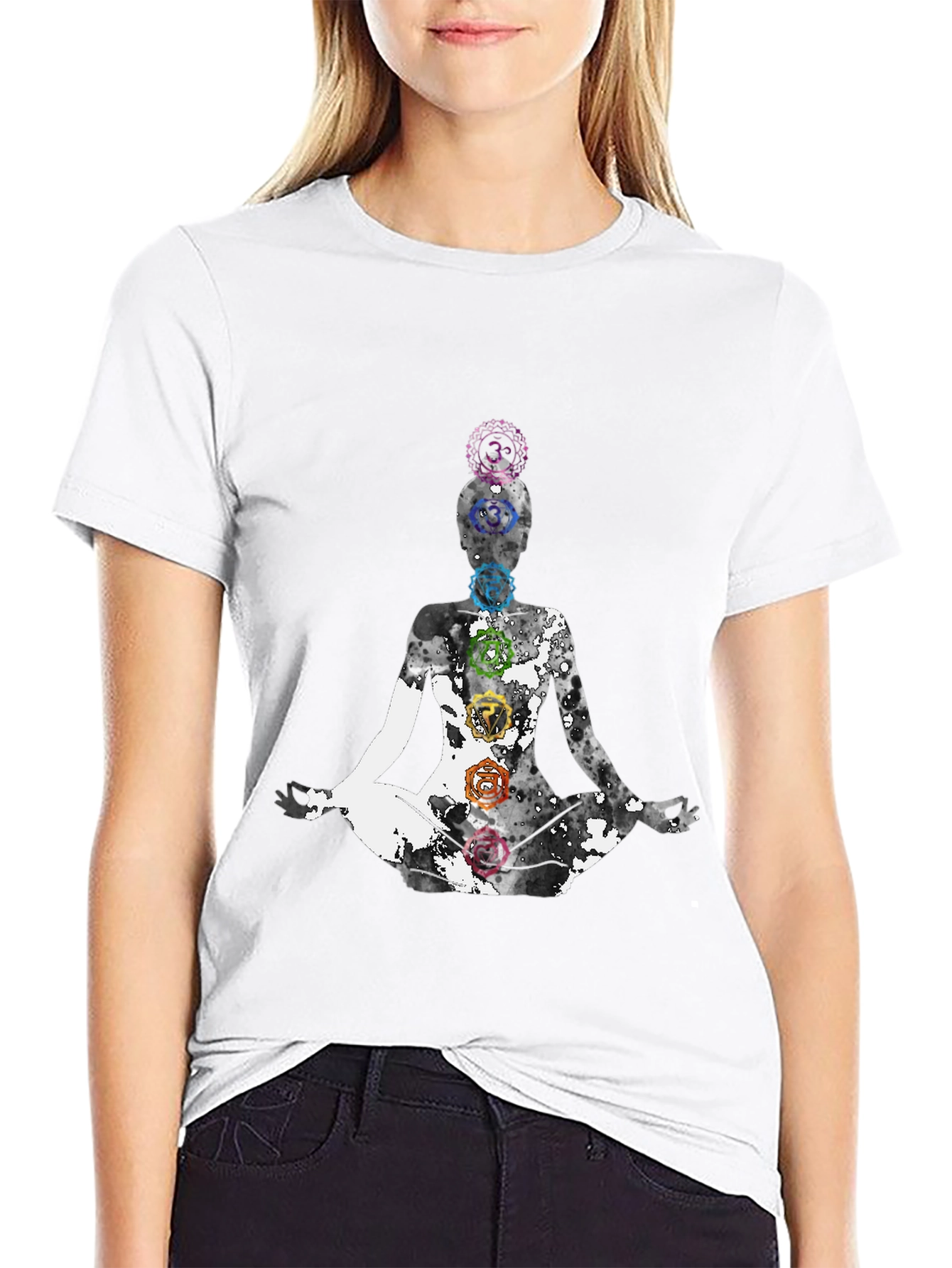 Chakra Yoga Meditation Graphic Tee - Black