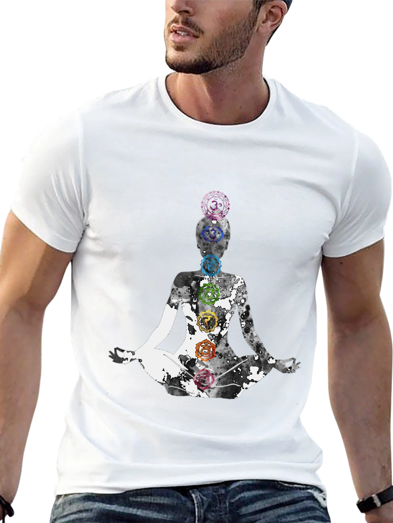 Chakra Yoga Meditation Graphic Tee - Black