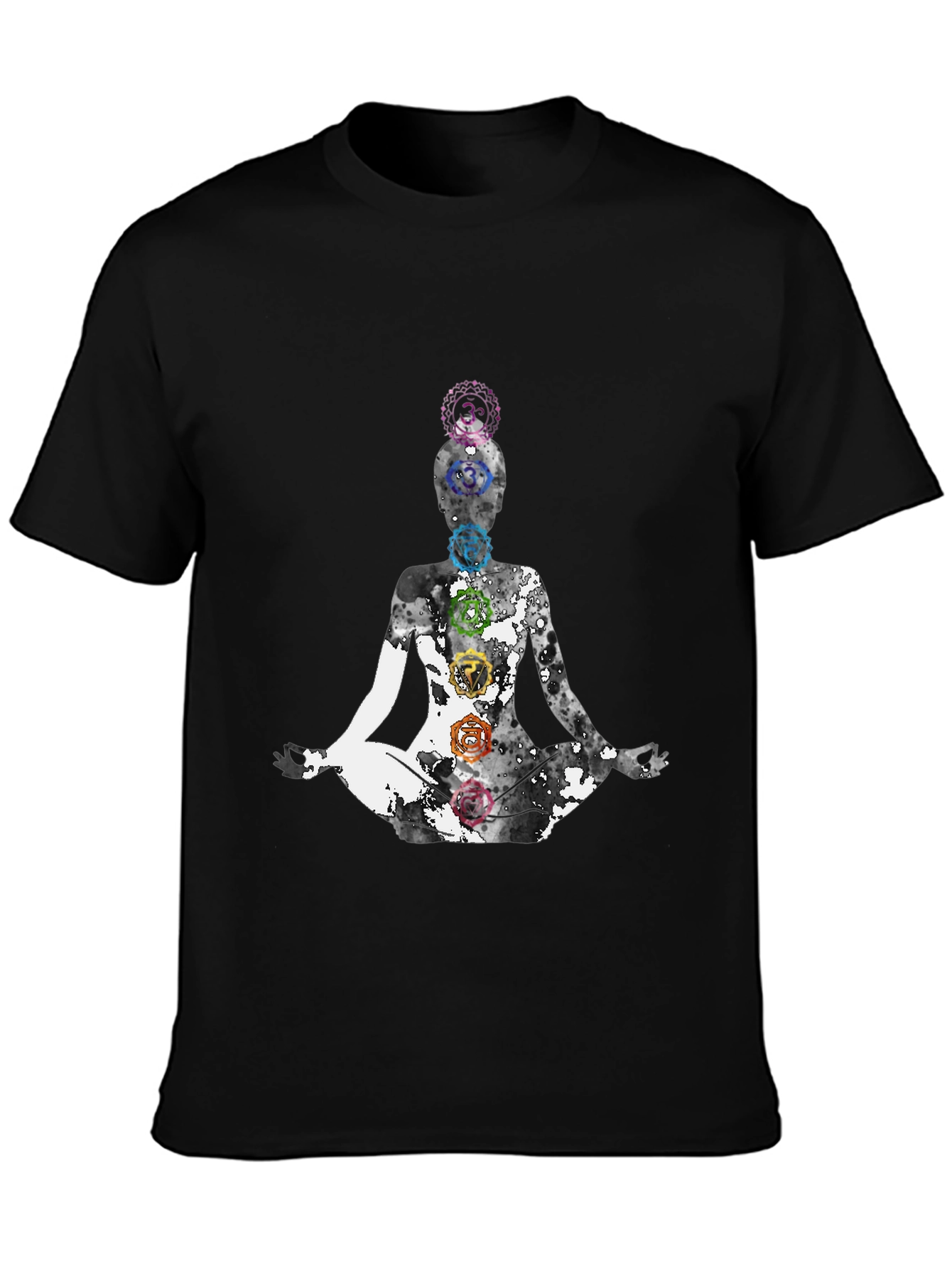 Chakra Yoga Meditation Graphic Tee - Black