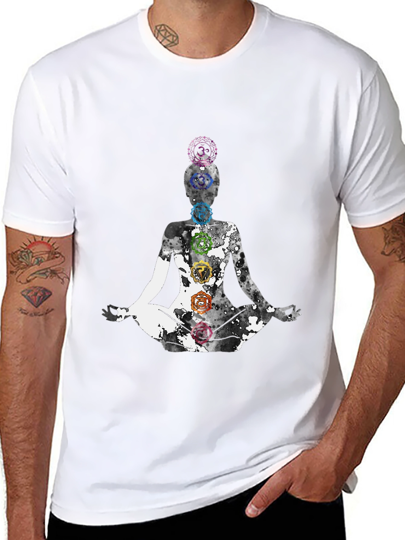 Chakra Yoga Meditation Graphic Tee - Black