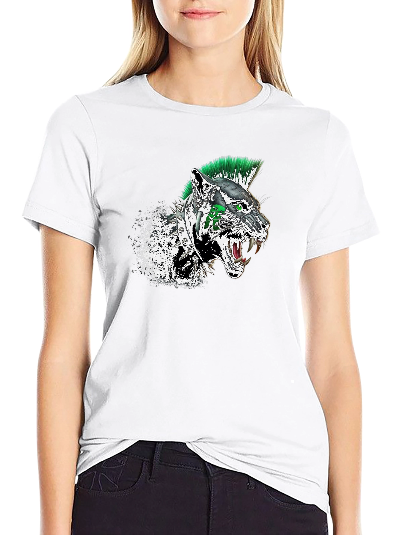 Punk Panther Graphic Tee - Black Cotton T-Shirt