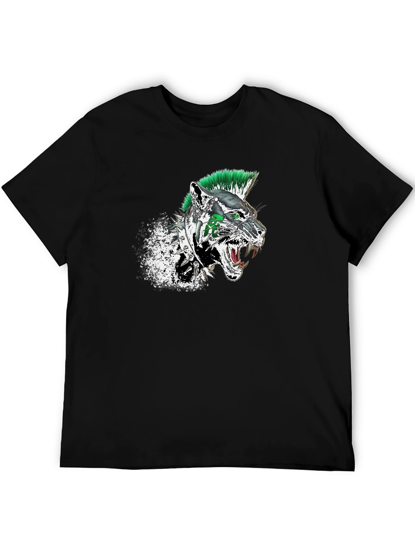 Punk Panther Graphic Tee - Black Cotton T-Shirt