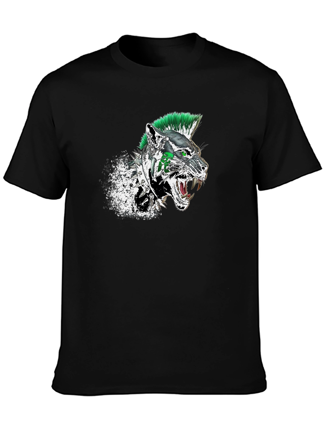 Punk Panther Graphic Tee - Black Cotton T-Shirt