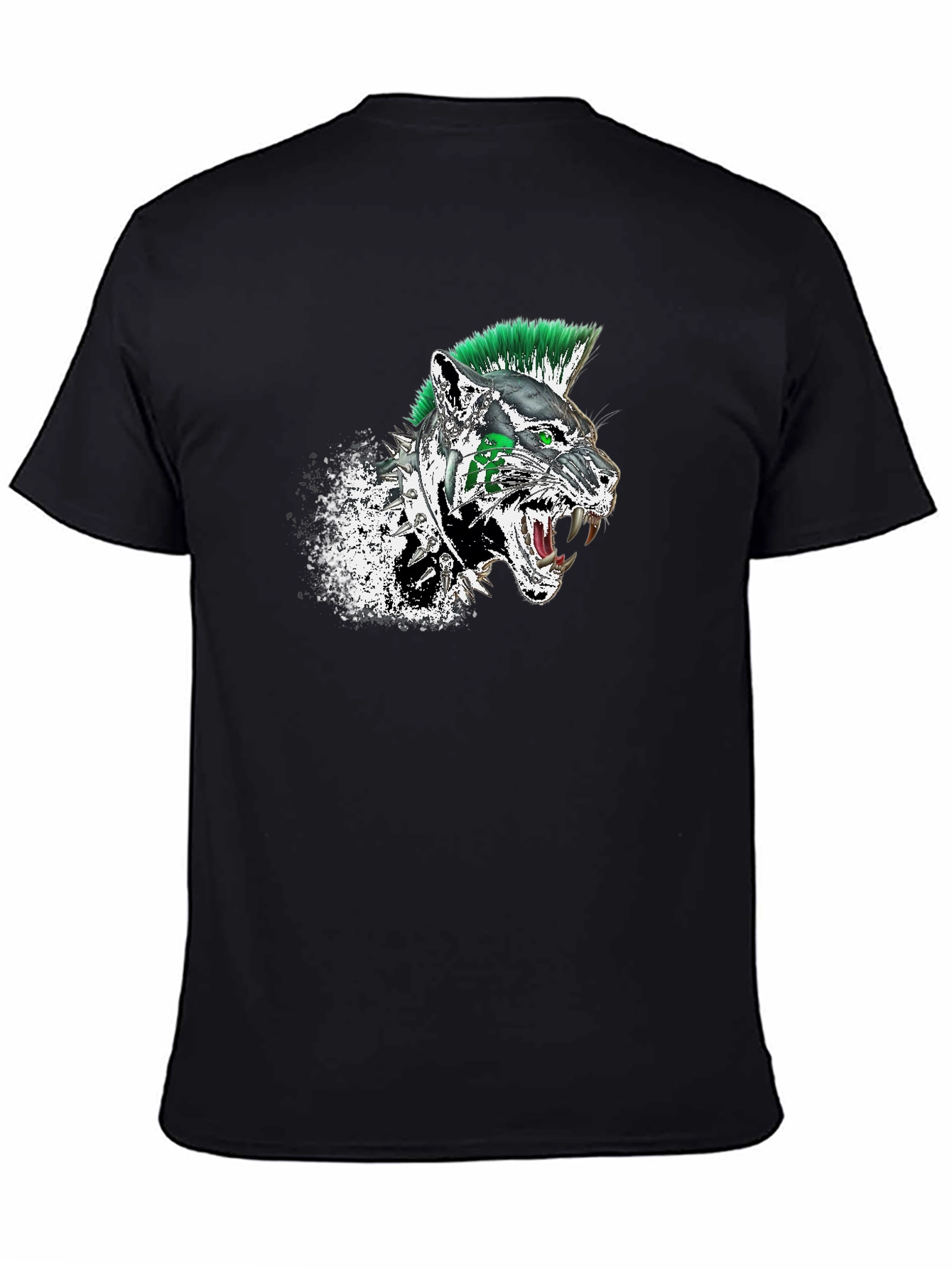 Punk Panther Graphic Tee - Black Cotton T-Shirt