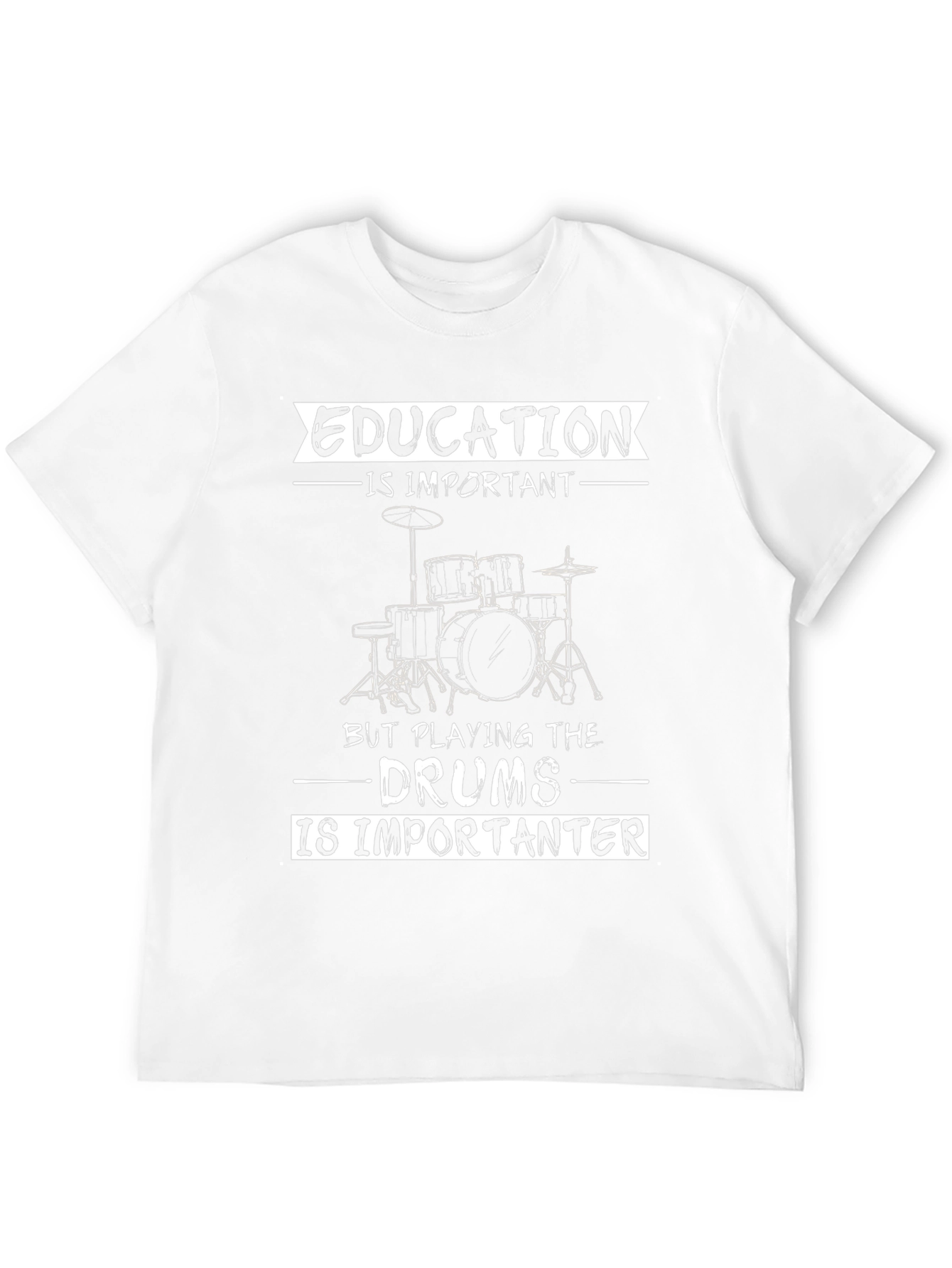 Drummer T-Shirt - Education vs. Drums Funny Tee