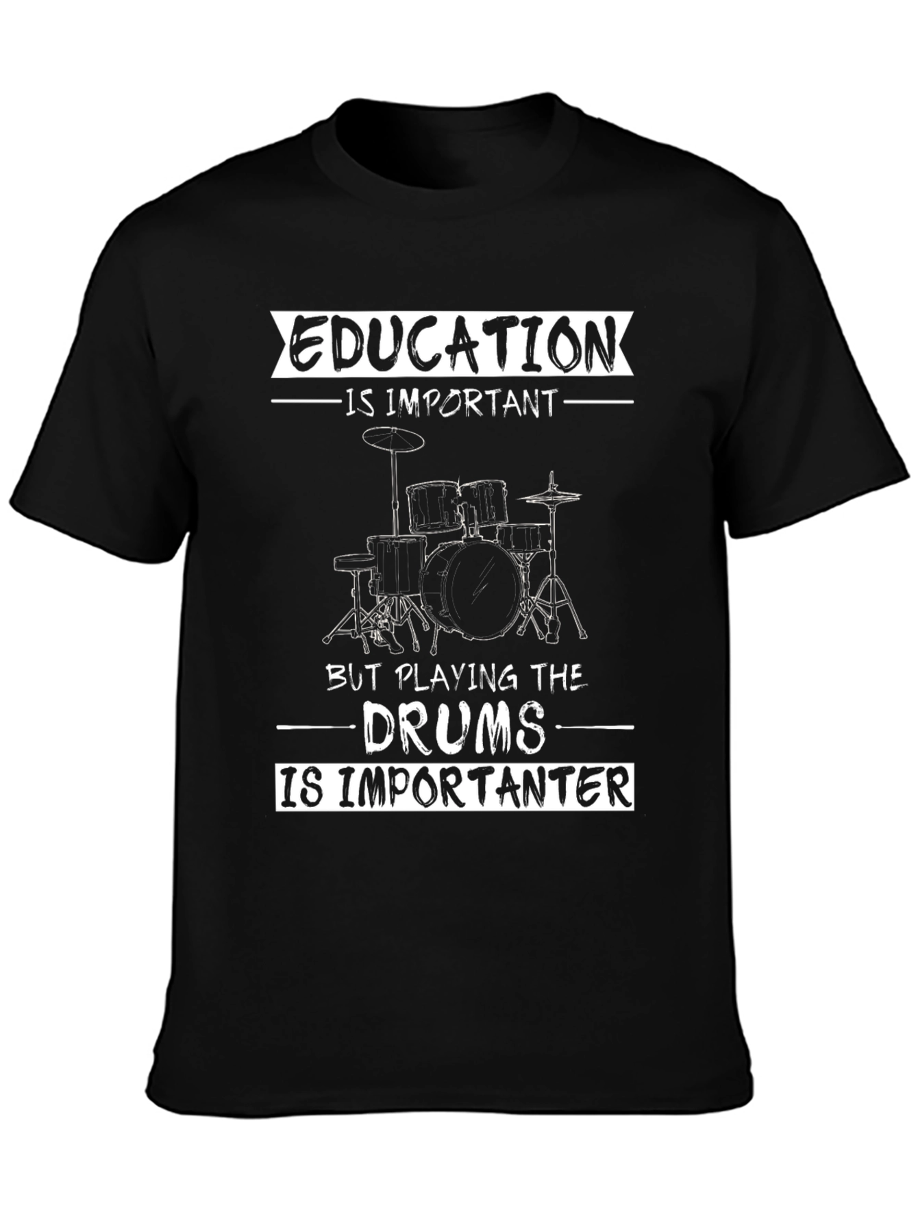 Drummer T-Shirt - Education vs. Drums Funny Tee