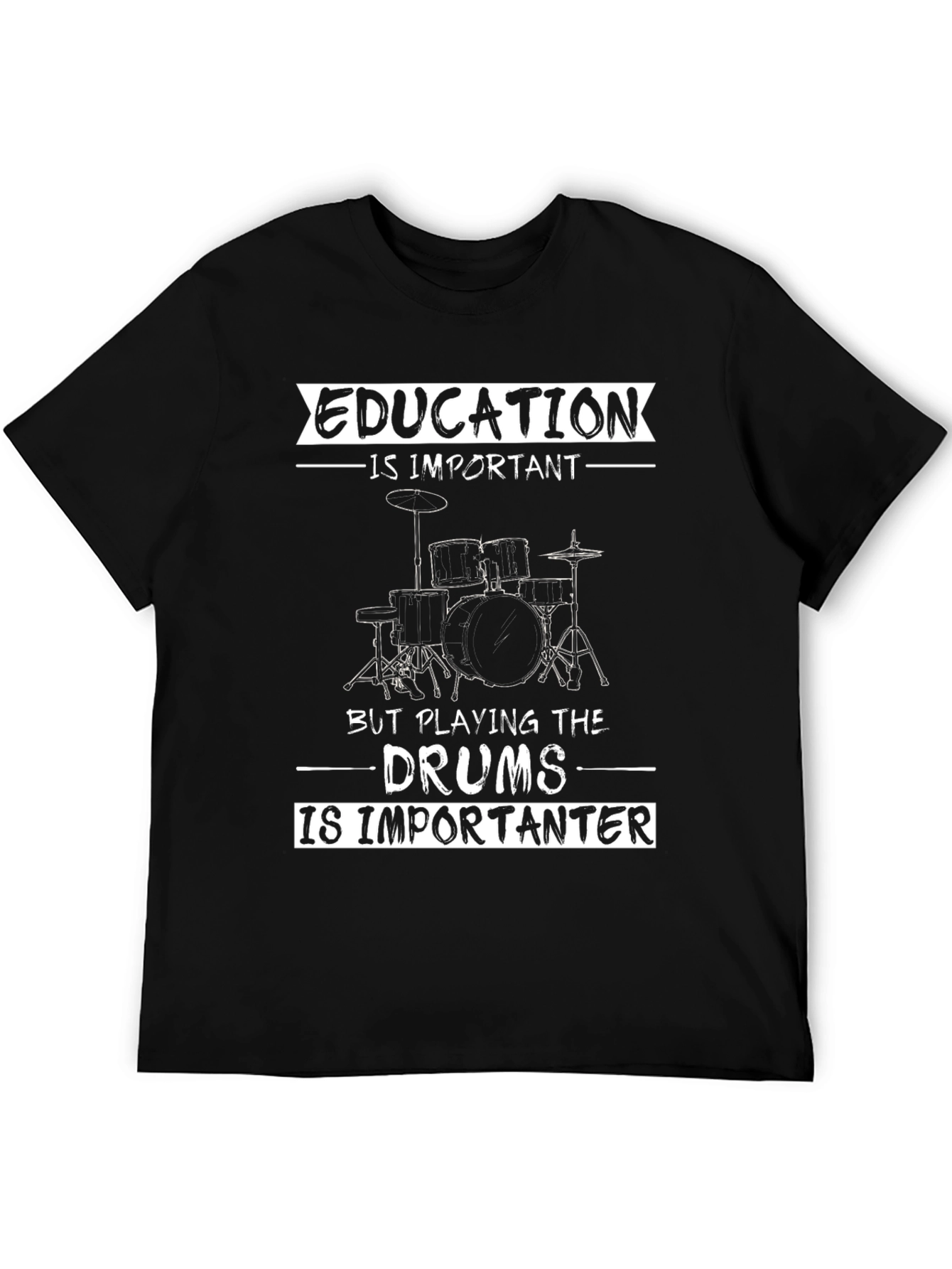 Drummer T-Shirt - Education vs. Drums Funny Tee
