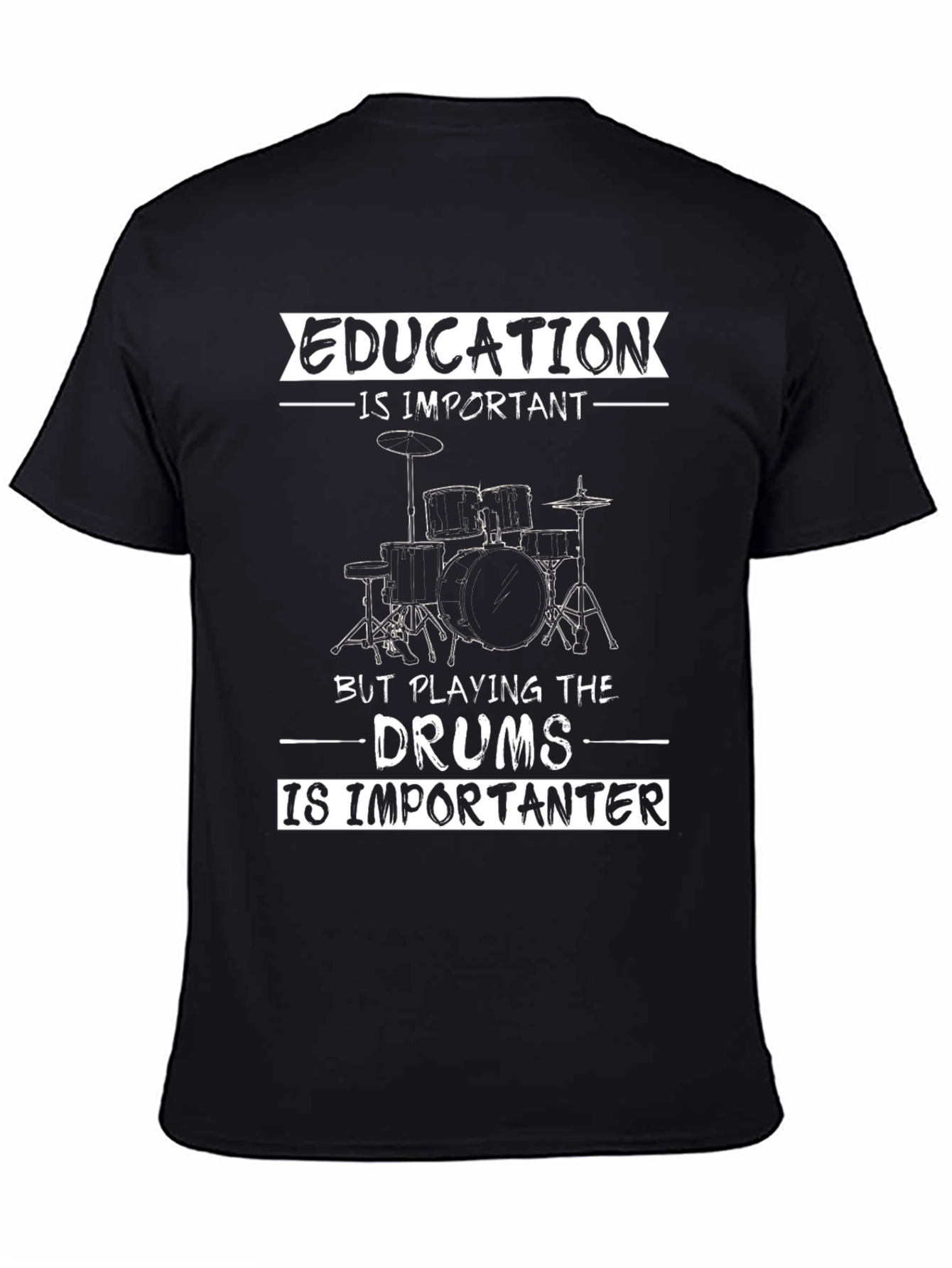 Drummer T-Shirt - Education vs. Drums Funny Tee