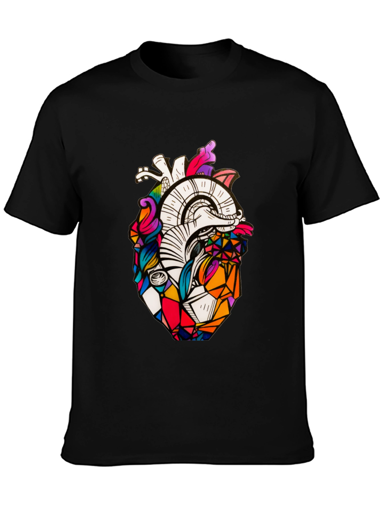 Geometric Heart Graphic Tee - Stylish Black T-Shirt