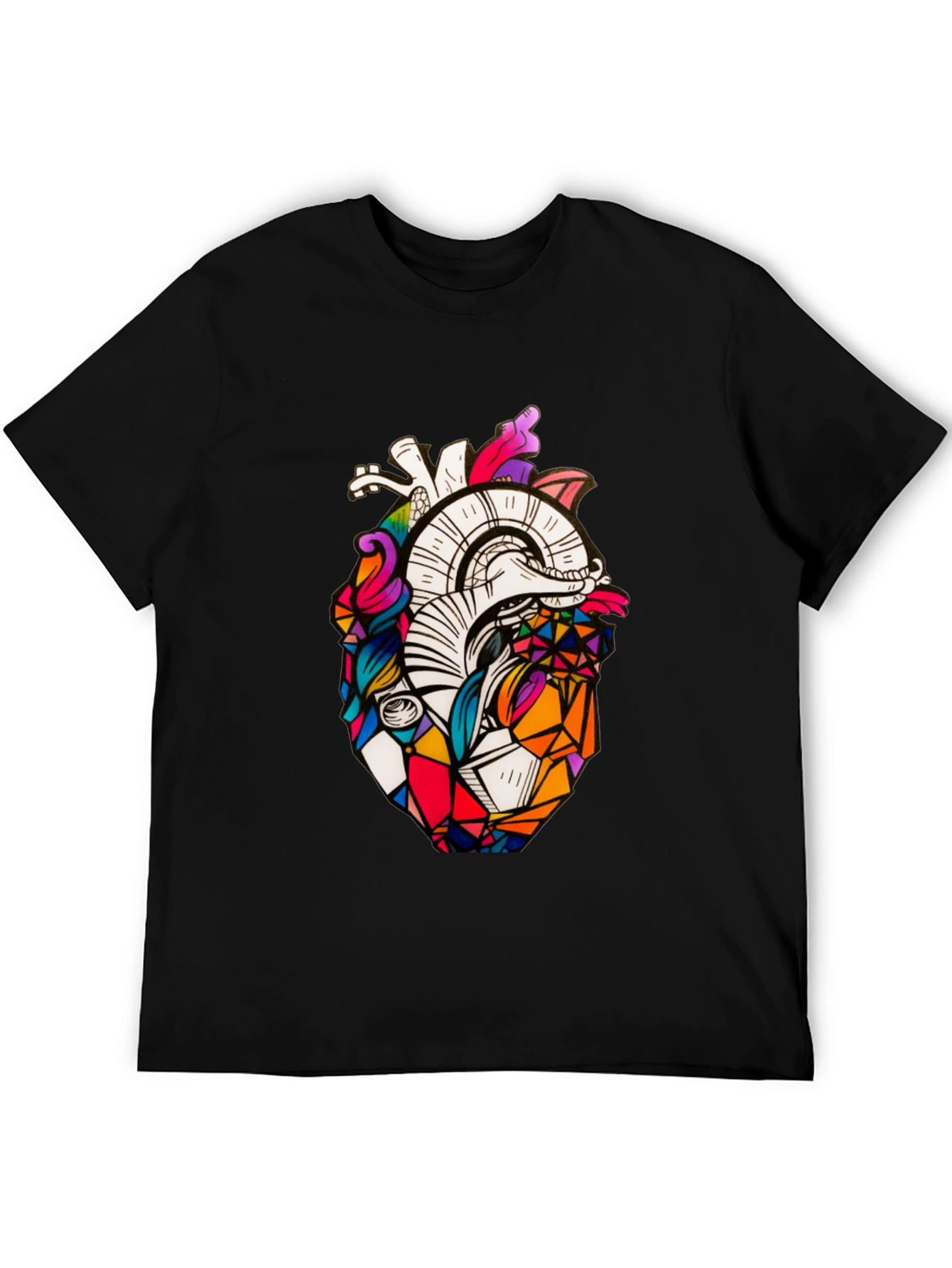 Geometric Heart Graphic Tee - Stylish Black T-Shirt