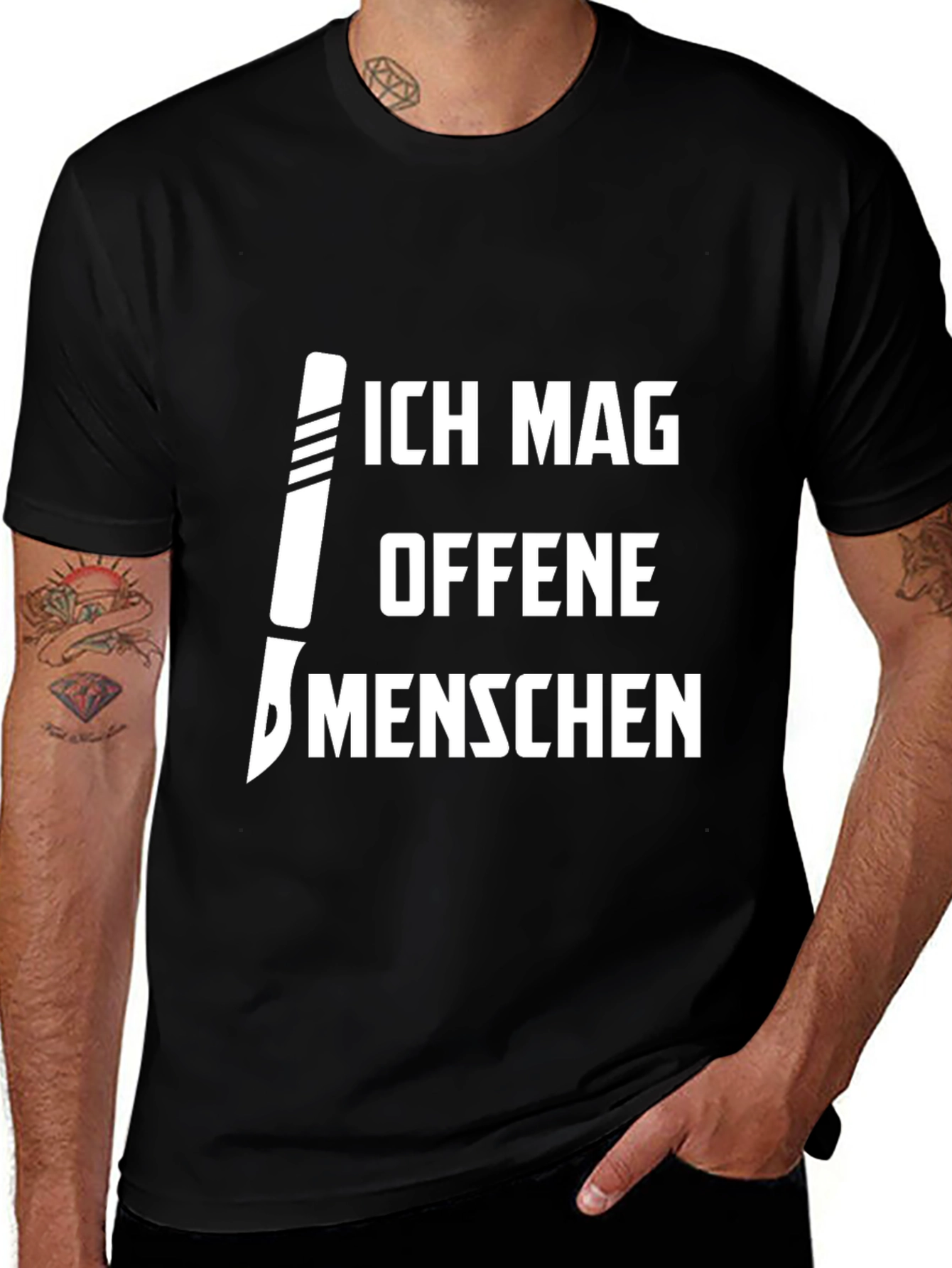 Ich Mag Offene Menschen T-Shirt - Knife Humor