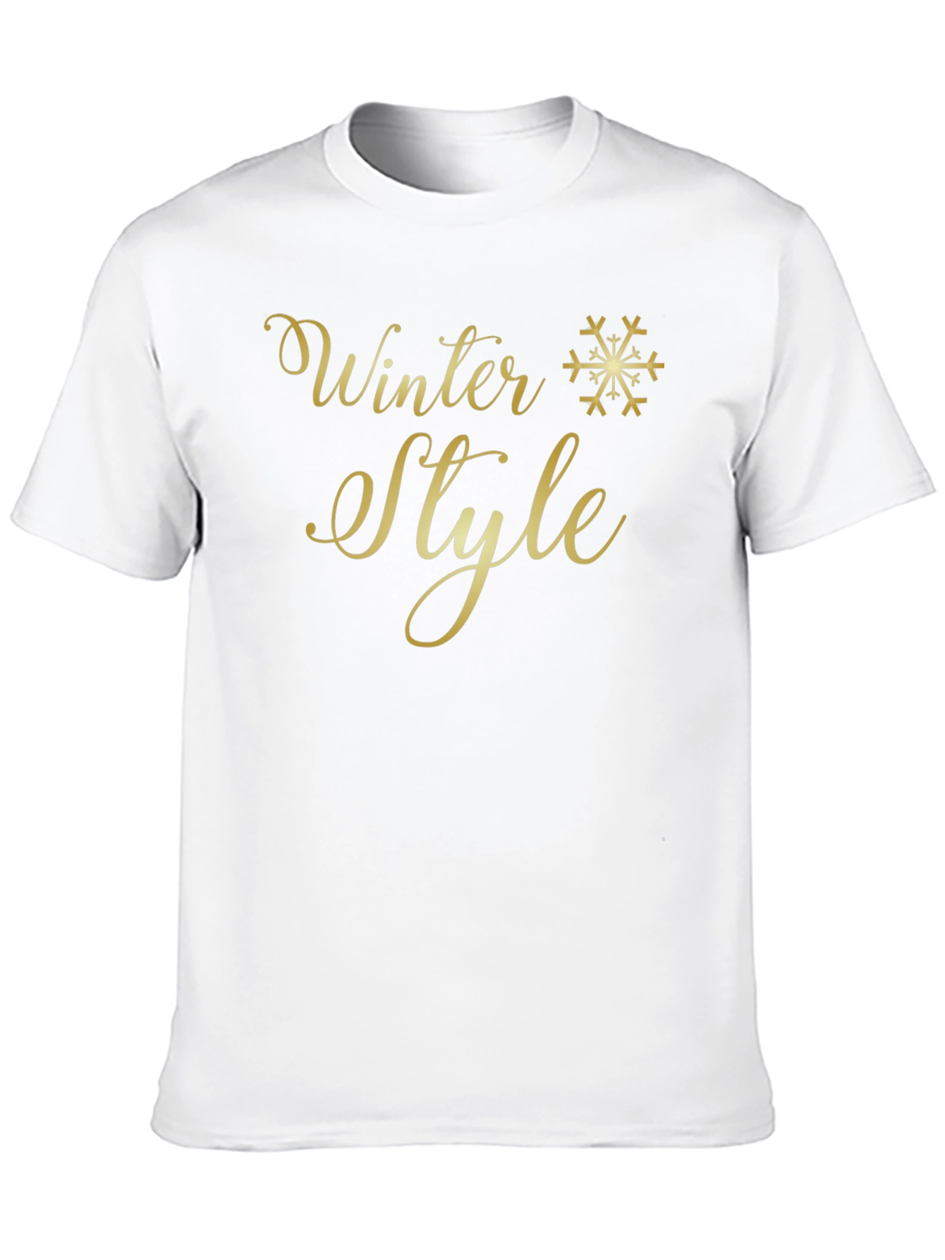 Winter Style Gold Graphic Print Black T-Shirt