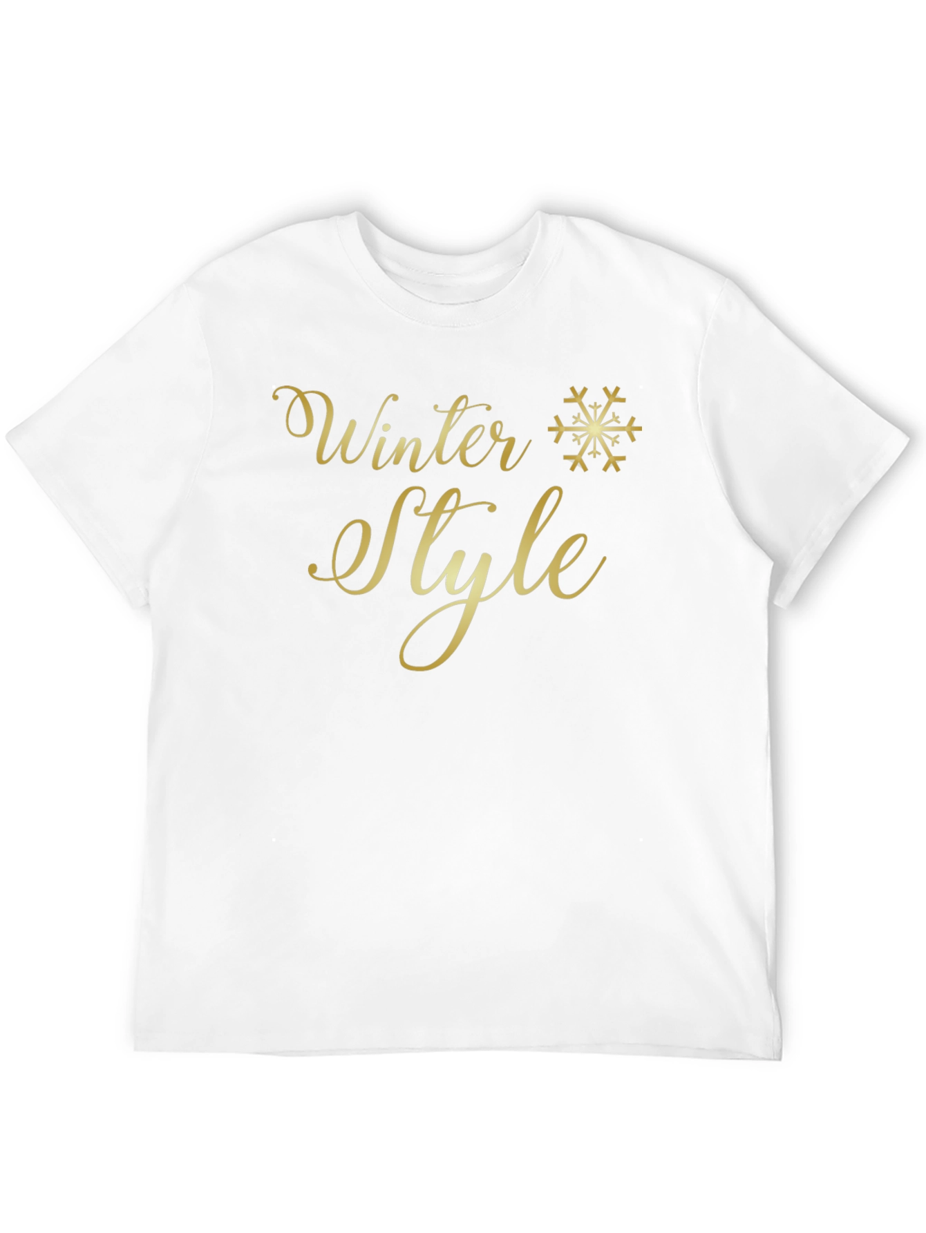 Winter Style Gold Graphic Print Black T-Shirt